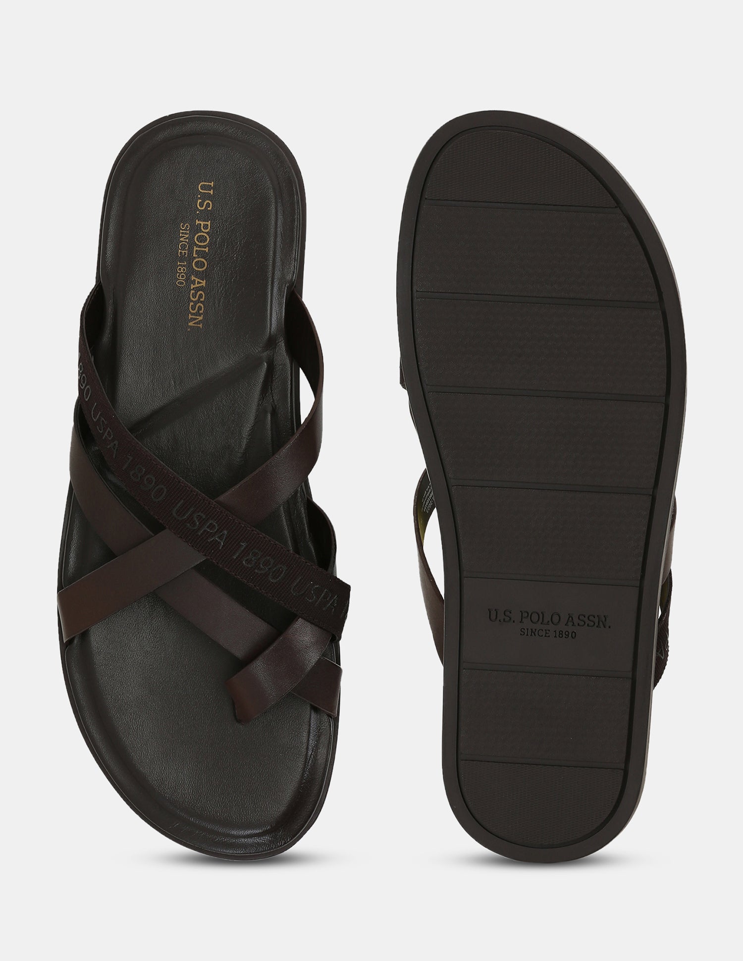 Men Tino Flip Flops Brown - U.S. POLO ASSN. | Large