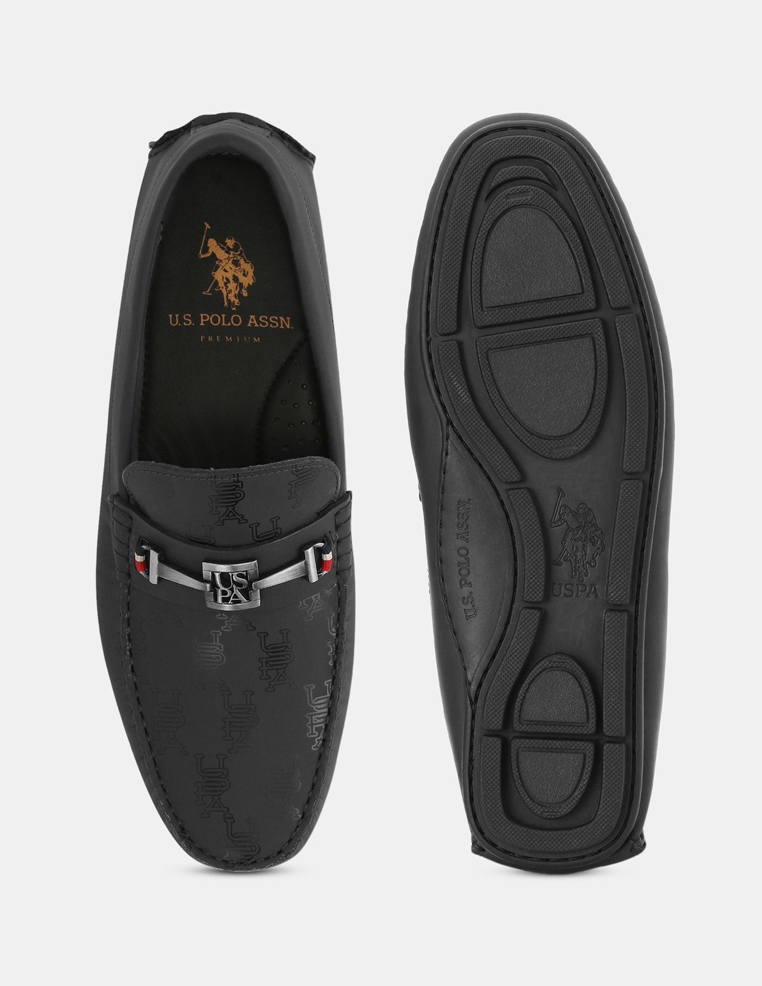 Men Brand Printed Talon Loafers Black - U.S. POLO ASSN. | Large