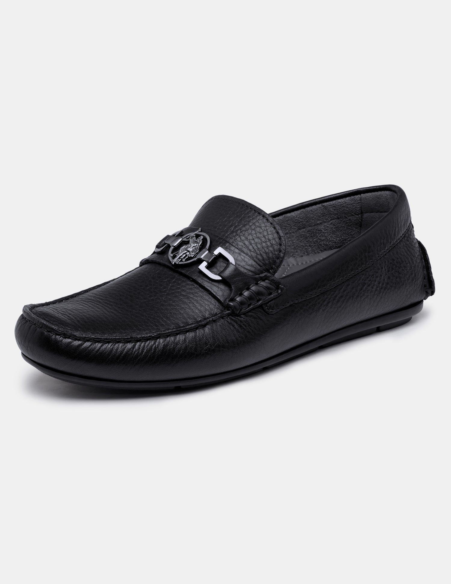 Men Elger Textured Leather Loafers Black - U.S. Polo Assn. India | Large
