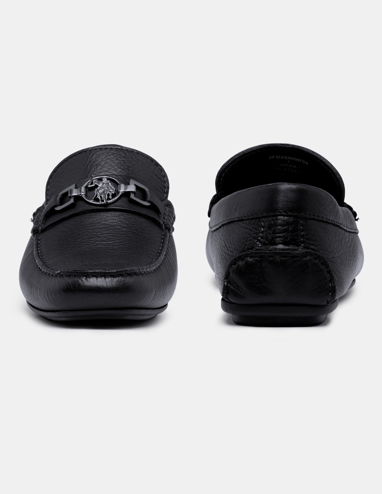 Men Elger Textured Leather Loafers Black - U.S. Polo Assn. India | Large