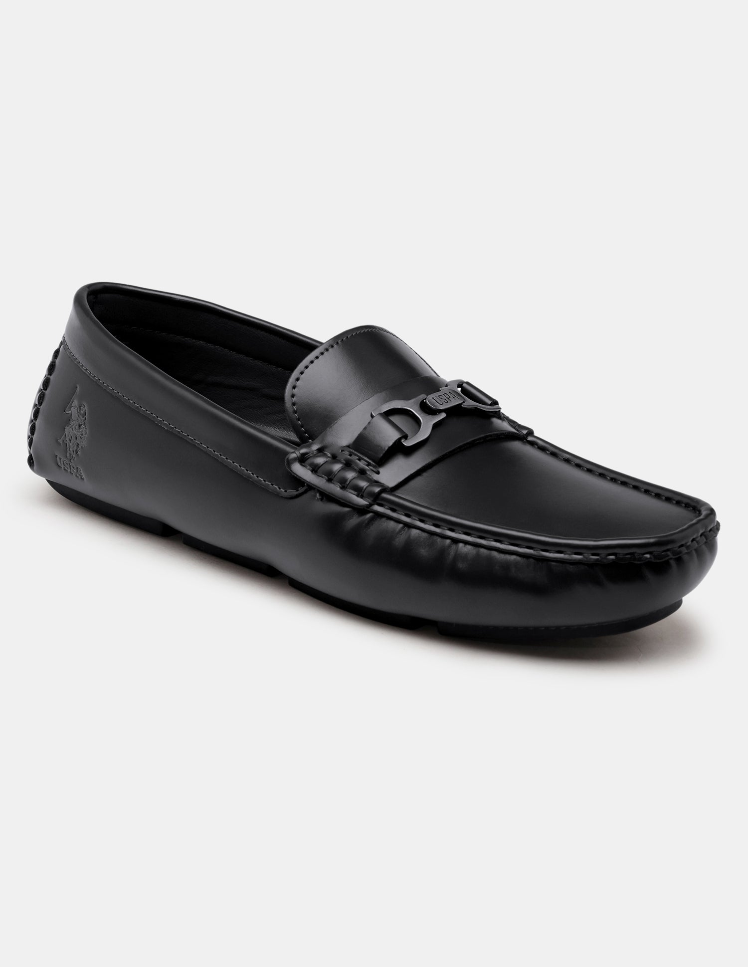 Men Tatum Slip-Ons Glossy Loafers Black - U.S. Polo Assn. India | Large