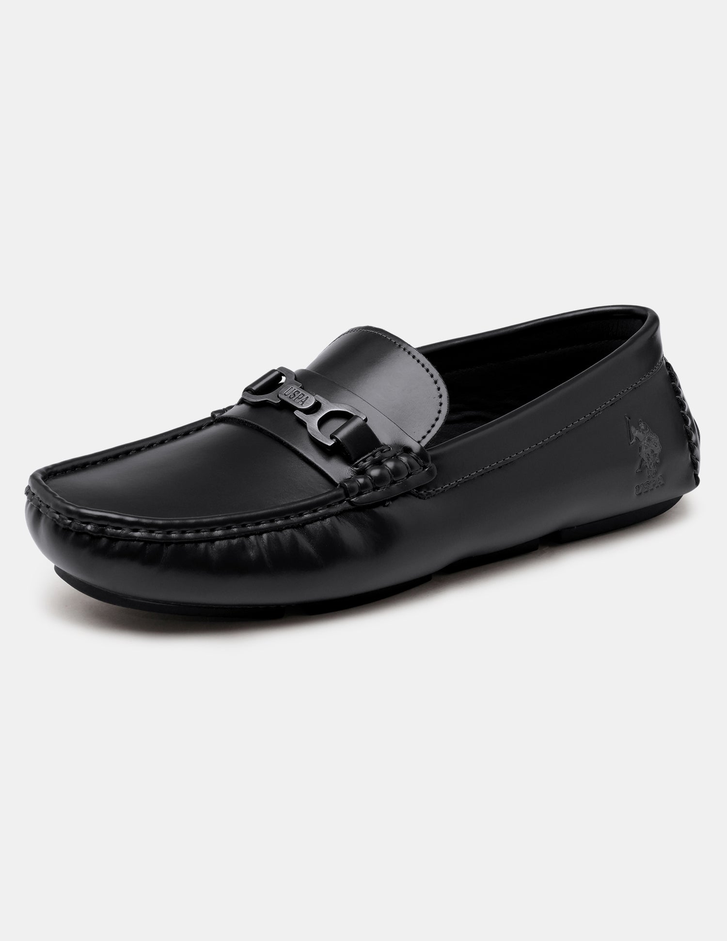 Men Tatum Slip-Ons Glossy Loafers Black - U.S. Polo Assn. India | Large