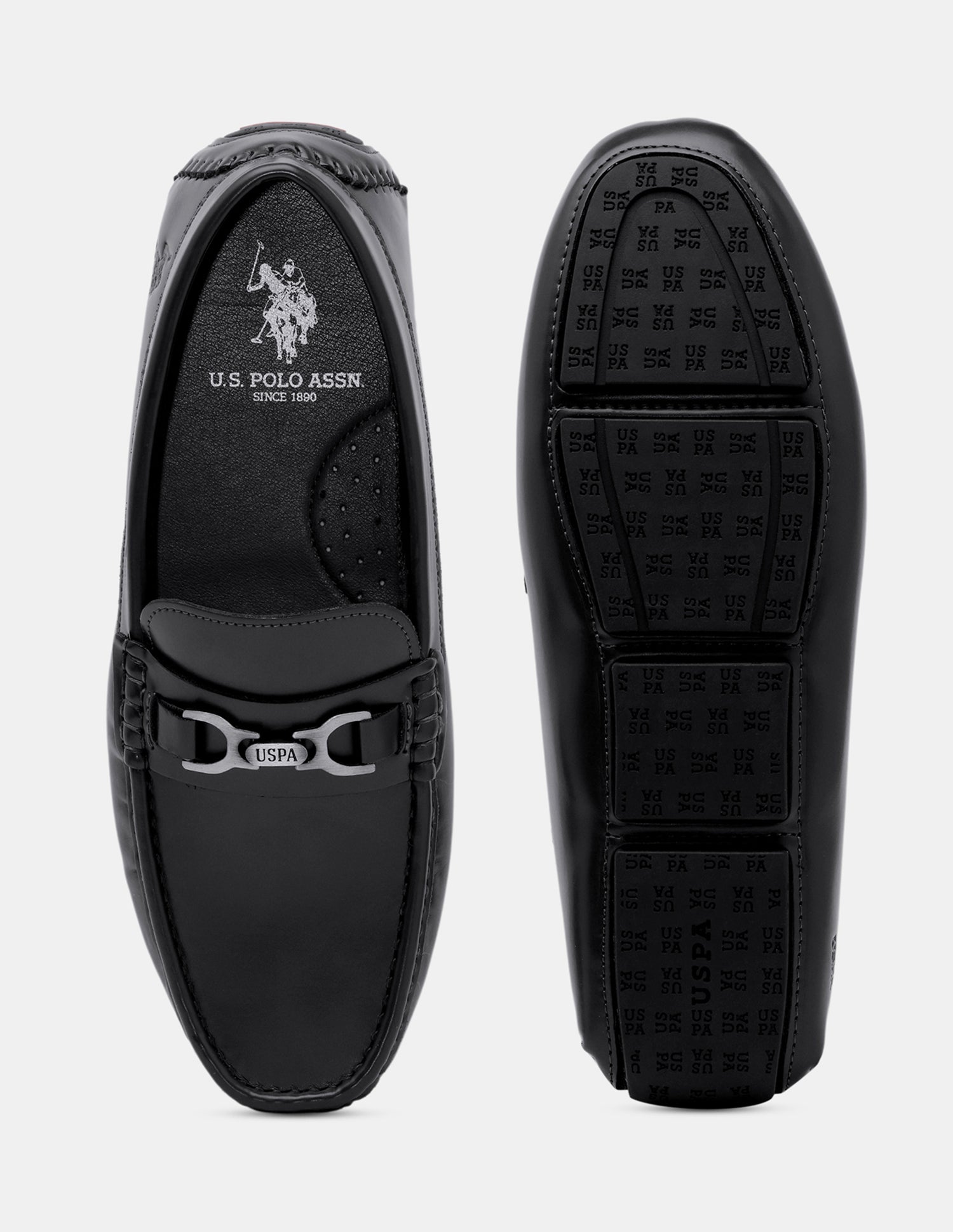 Men Tatum Slip-Ons Glossy Loafers Black - U.S. Polo Assn. India | Large