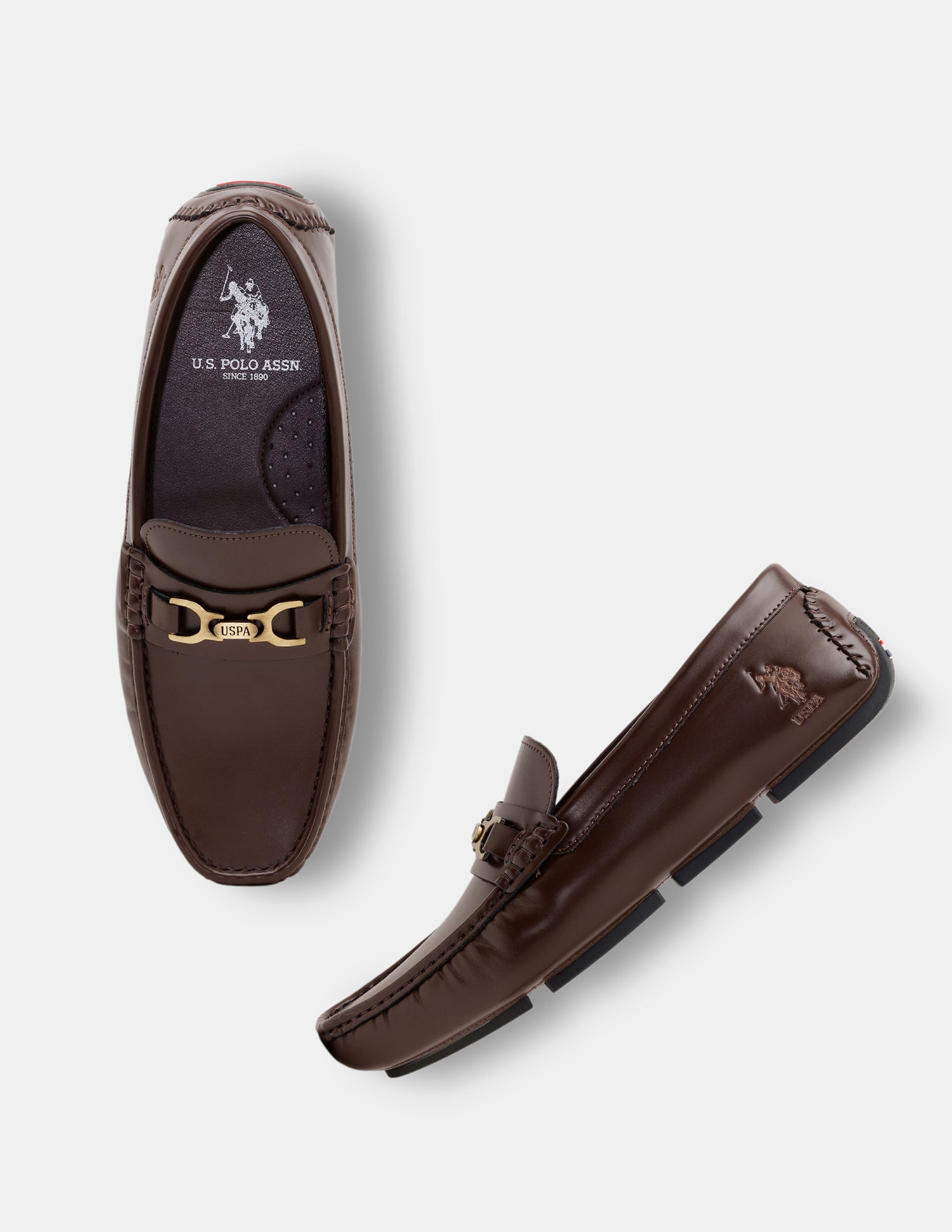 Men Tatum Slip-Ons Glossy Loafers Brown - U.S. Polo Assn. India | Large