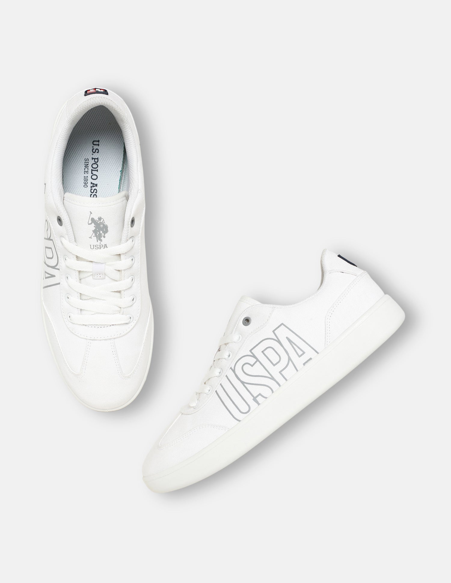 Men Brand Printed Hover Sneakers White - U.S. Polo Assn. India | Large