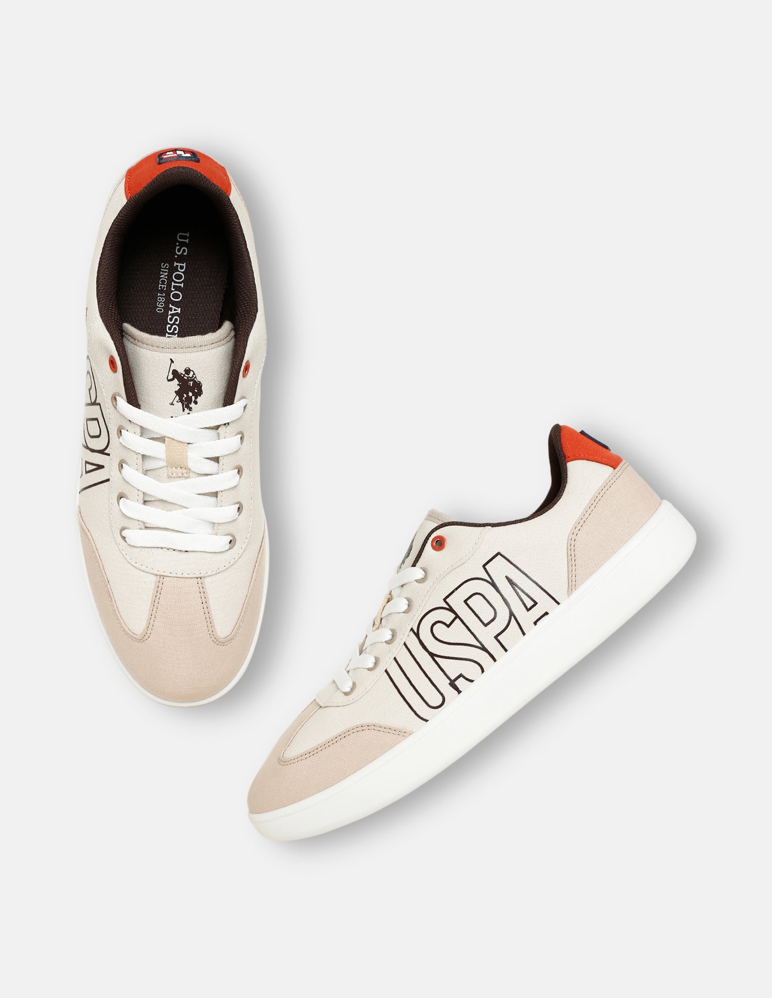 Men Brand Printed Hover Sneakers Beige - U.S. Polo Assn. India | Large