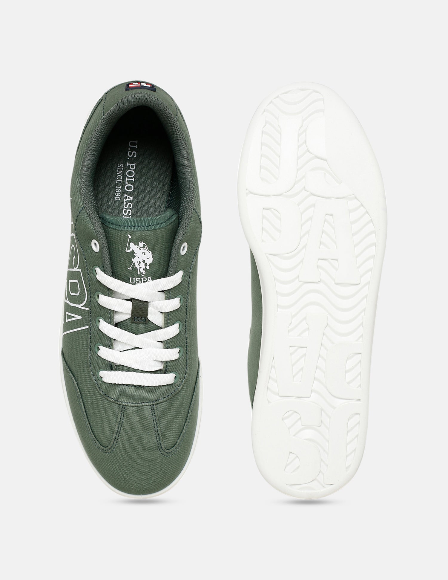 Men Brand Printed Hover Sneakers Green - U.S. Polo Assn. India | Large