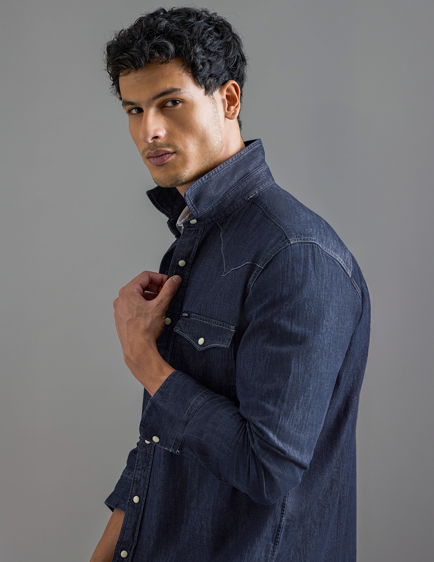 Solid Twill Shirt Dark Indigo - U.S. POLO ASSN. | Large