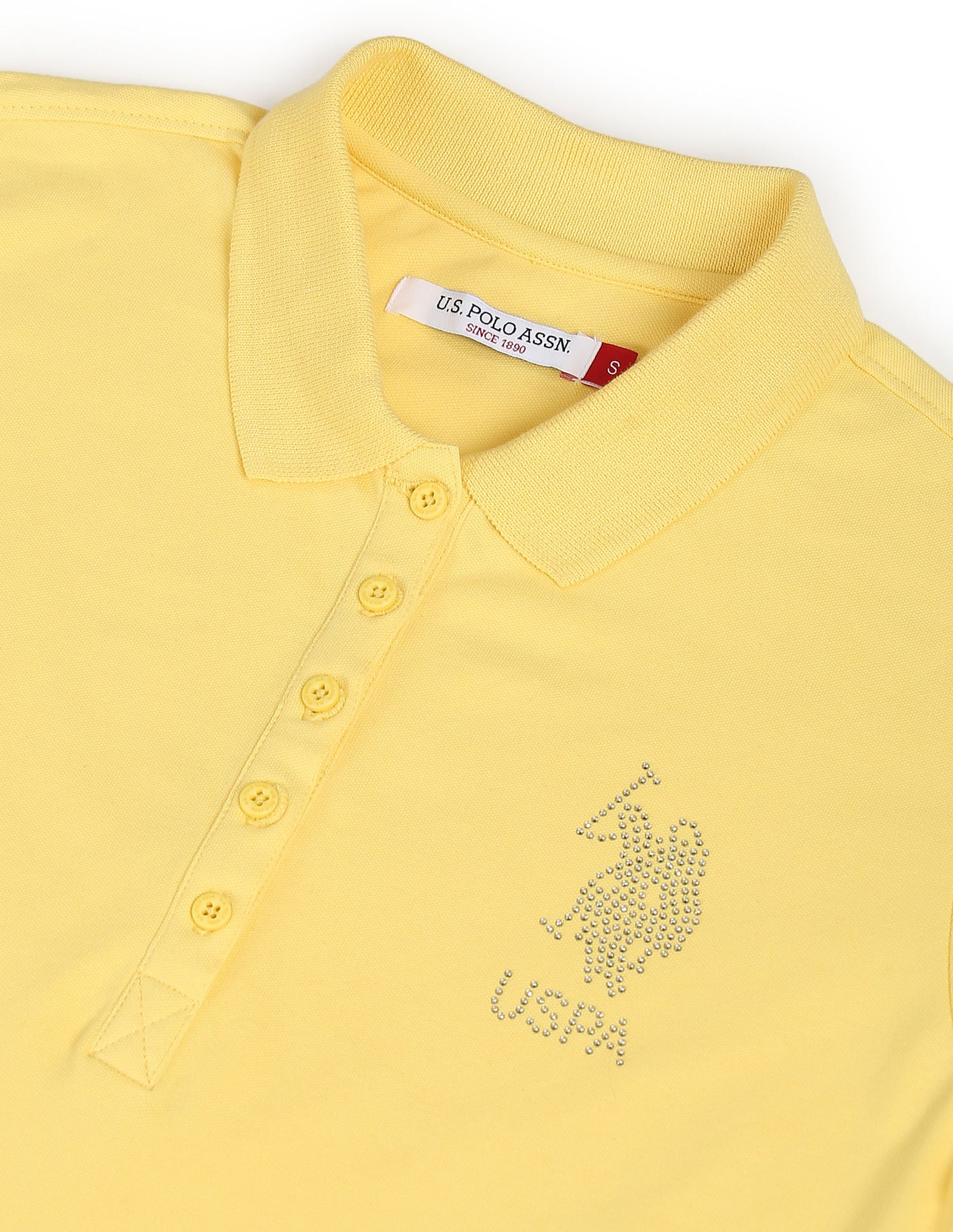 Slim Fit Pique Polo Shirt Yellow - U.S. POLO ASSN. | Large