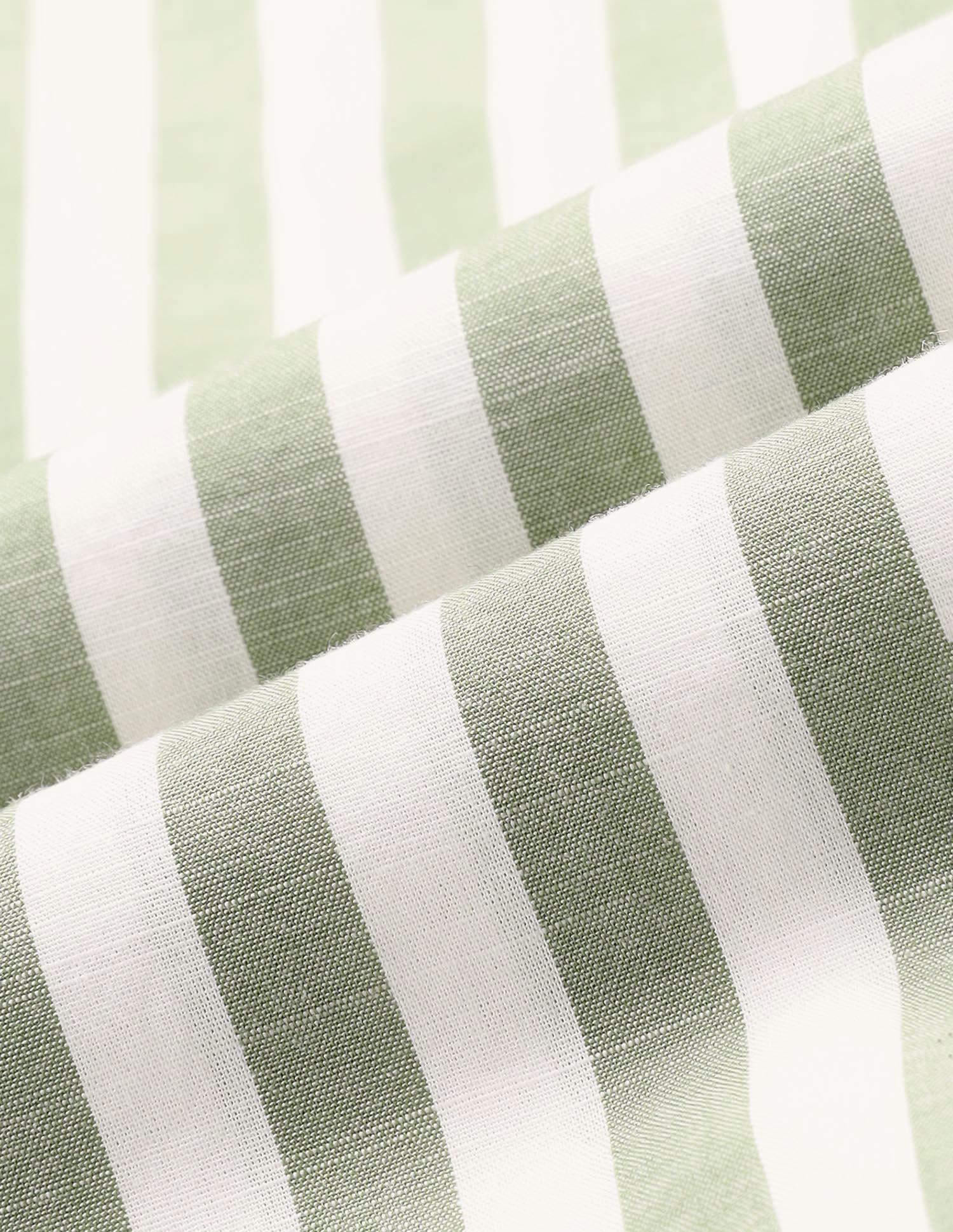 Boys Vertical Striped Mandarin Shirt Green - U.S. POLO ASSN. | Large