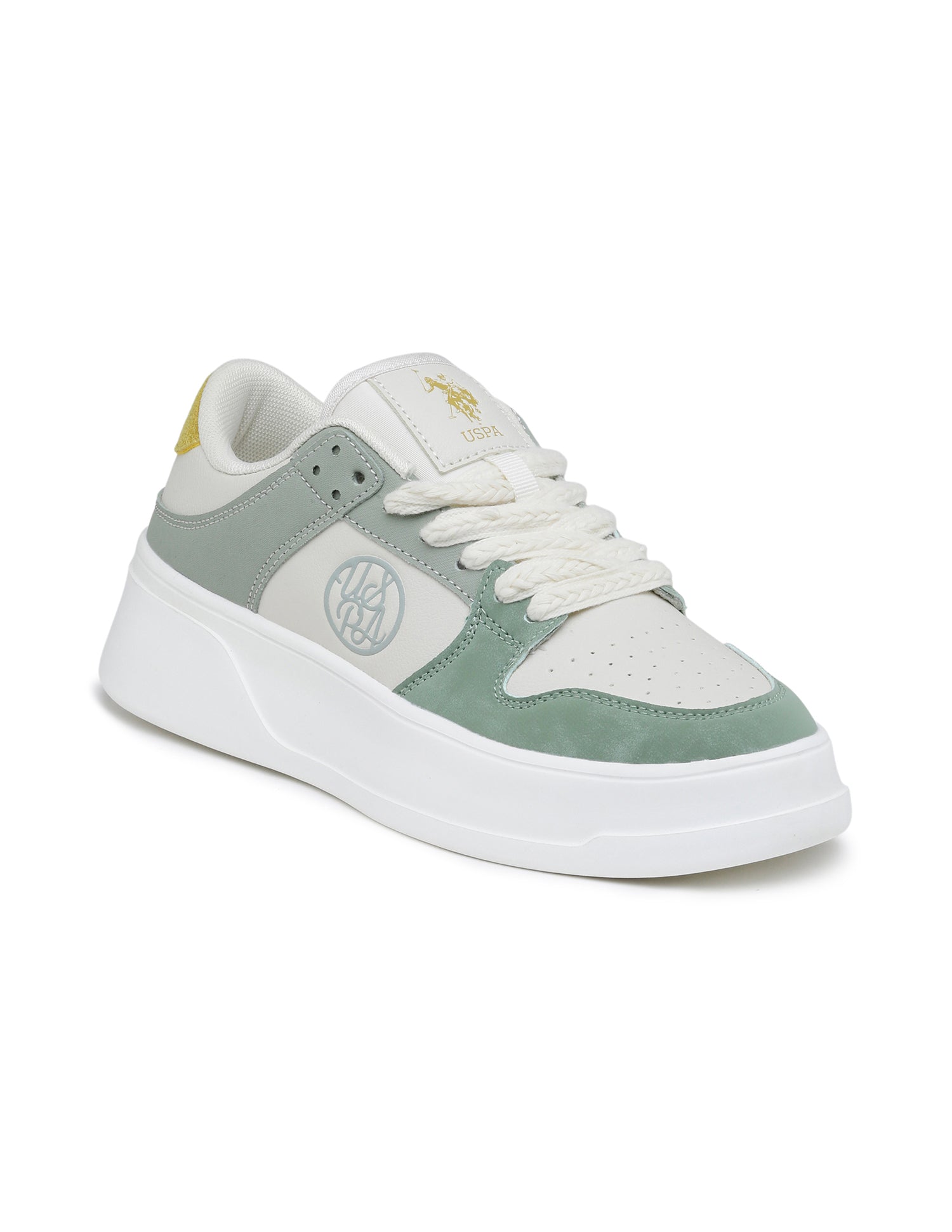 Women Lenora Lace Ups Round Toe Sneakers Off White - U.S. Polo Assn. India | Large