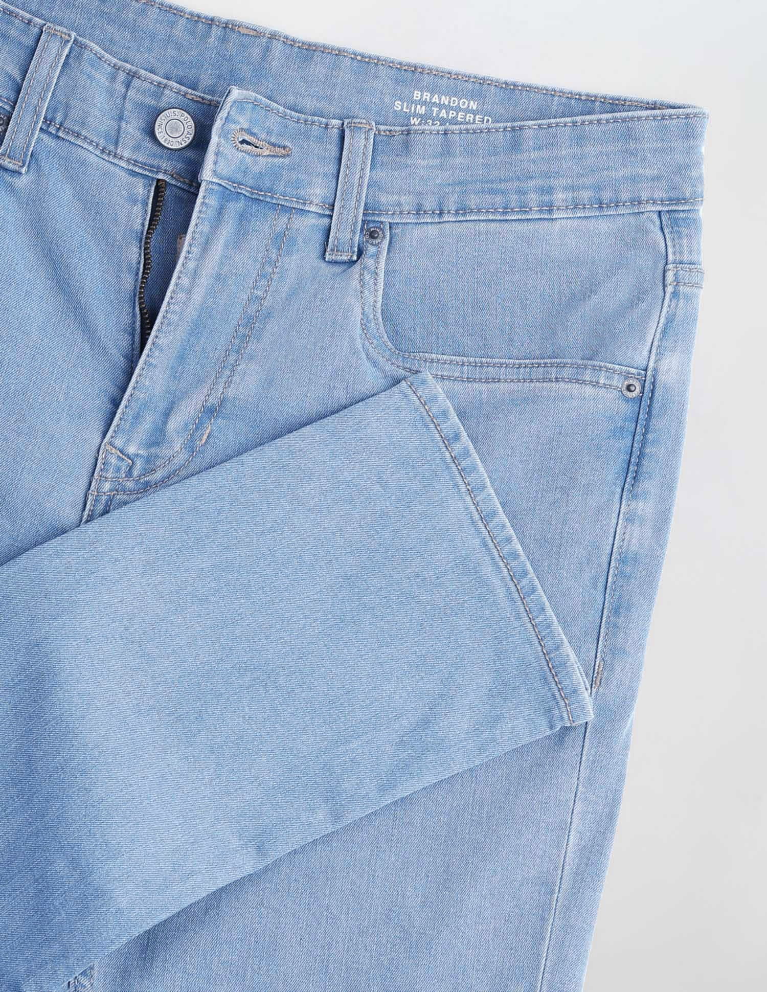 Brandon Slim Tapered Fit Blue Jeans Light Indigo - U.S. POLO ASSN. | Large