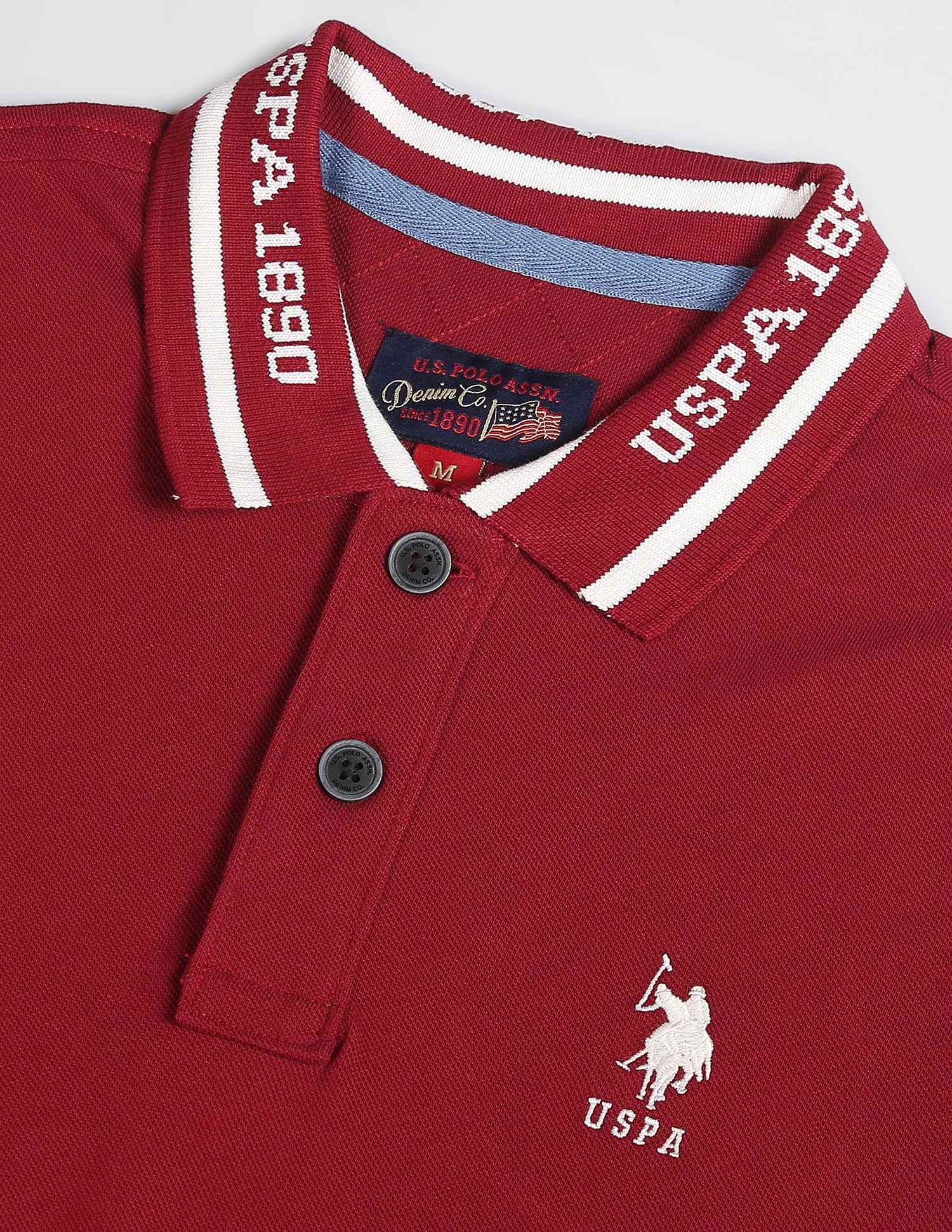 Brand Patterned Collar Solid Polo Shirt – U.S. Polo Assn. India
