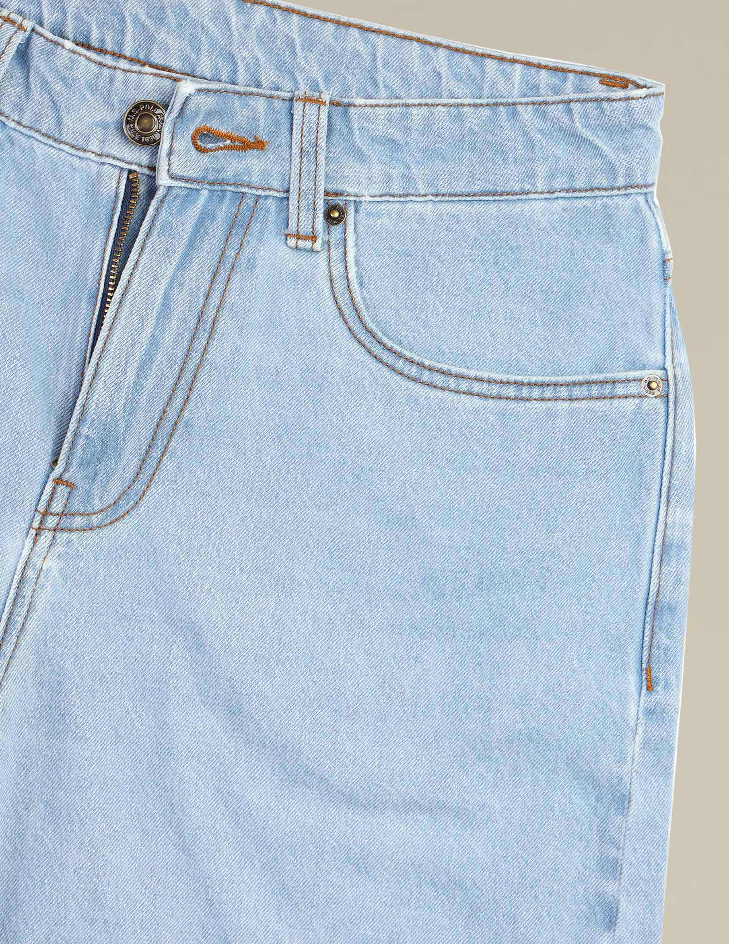 Mid Rise Solid Denim Shorts Blue - U.S. POLO ASSN. | Large