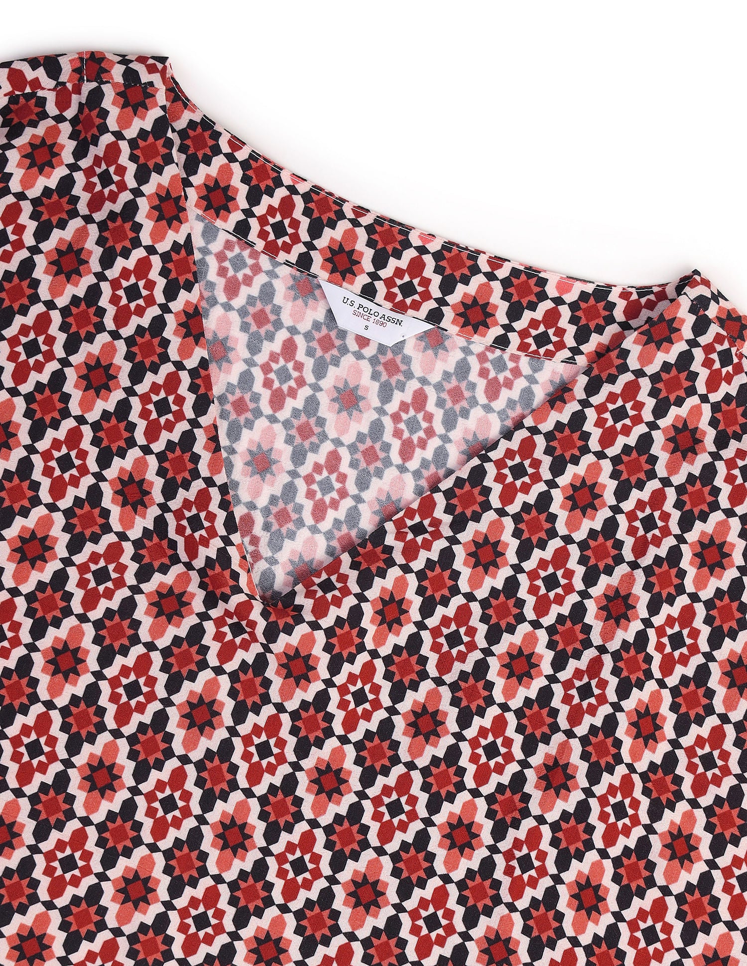 Geometric Print Kaftan Top Red - U.S. Polo Assn. India | Large