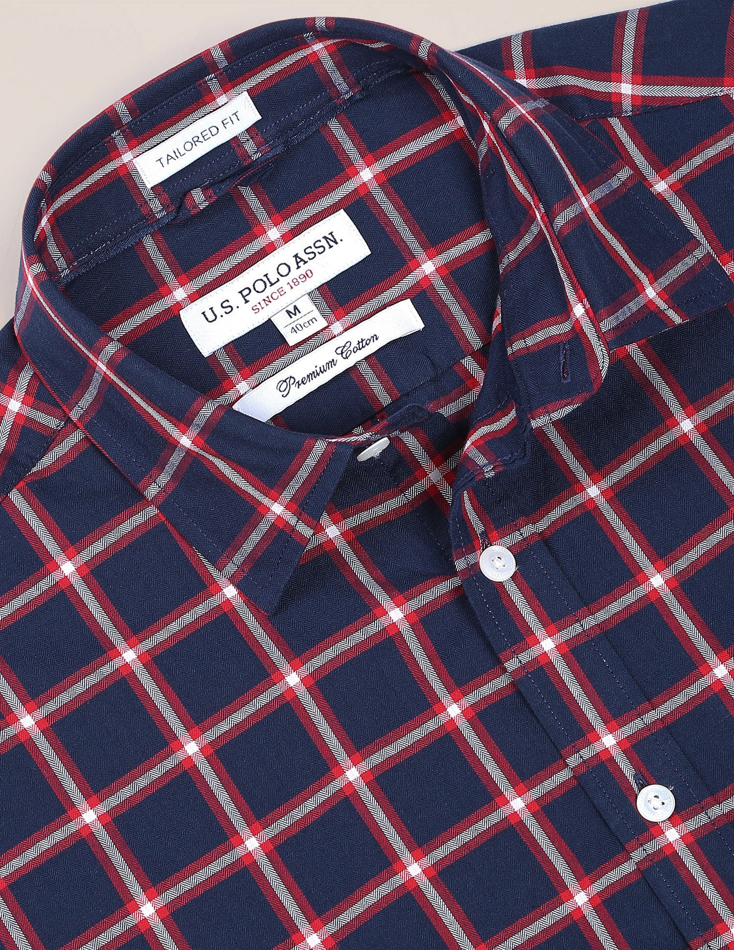 Outdoor Check Herringbone Shirt Navy - U.S. Polo Assn. India | Large