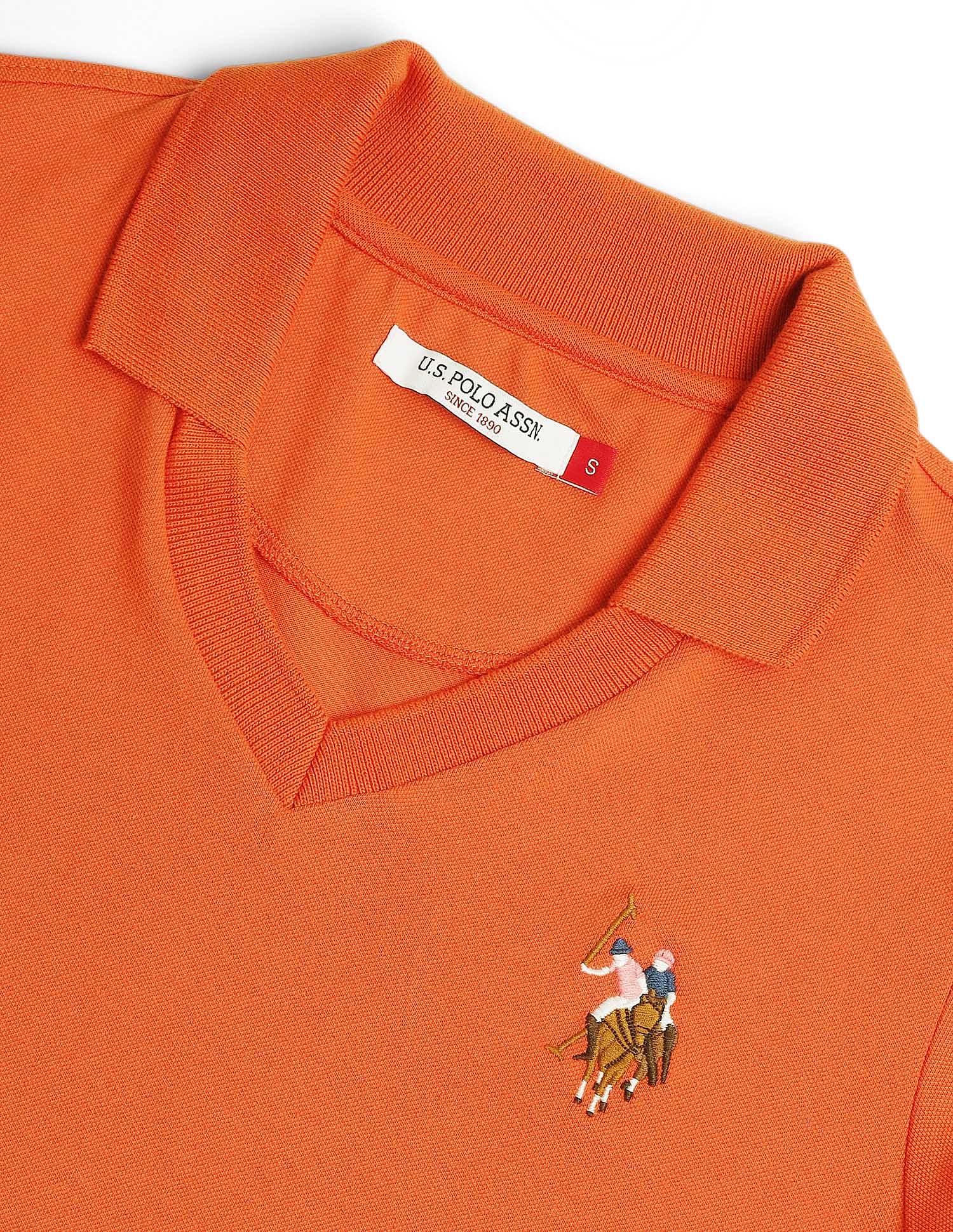 V-Neck Pique Polo Shirt Rust - U.S. POLO ASSN. | Large