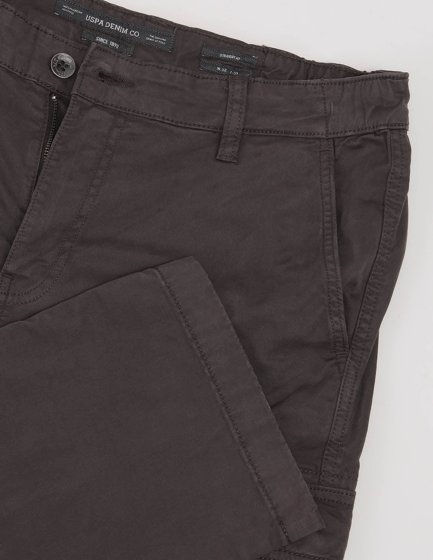Solid Straight Fit Trousers Choco Brown - U.S. Polo Assn. India | Large