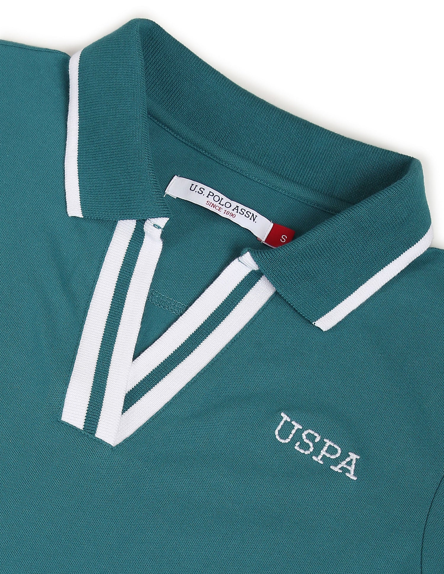 Tipped Collar Pique Polo Shirt Teal - U.S. POLO ASSN. | Large