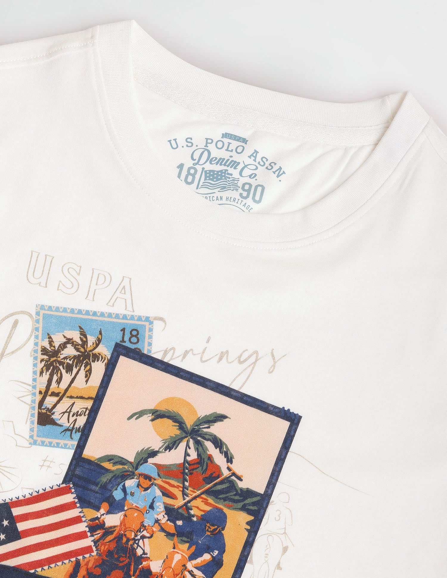 Crew Neck Graphic Print T-Shirt White - U.S. Polo Assn. India | Large