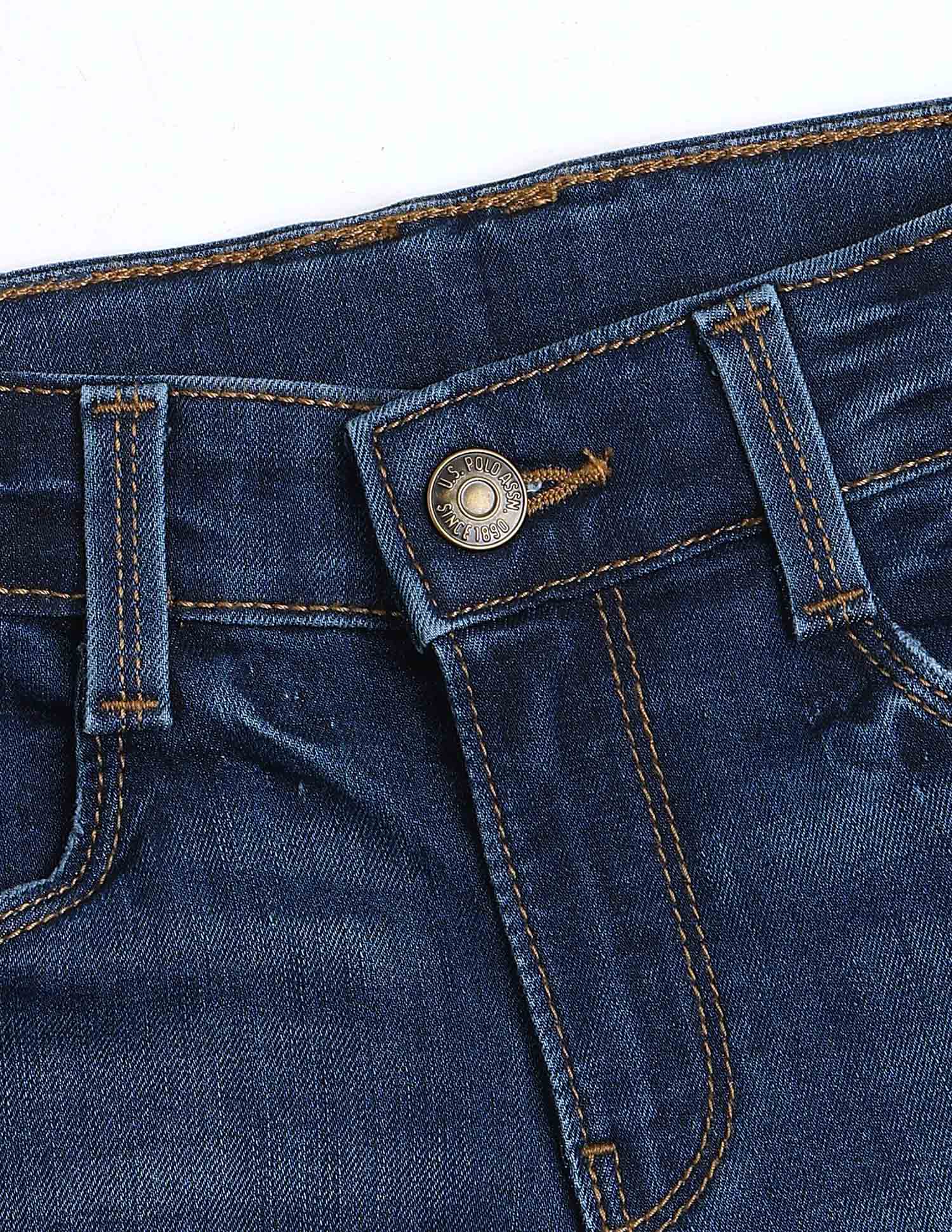 Boys Slim Fit Distressed Jeans Mid Blue - U.S. Polo Assn. India | Large