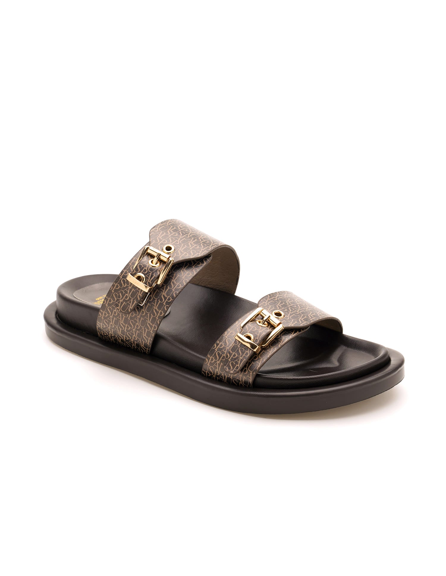 Open Toe Buckle Detail Maria Sandals Brown - U.S. Polo Assn. India | Large