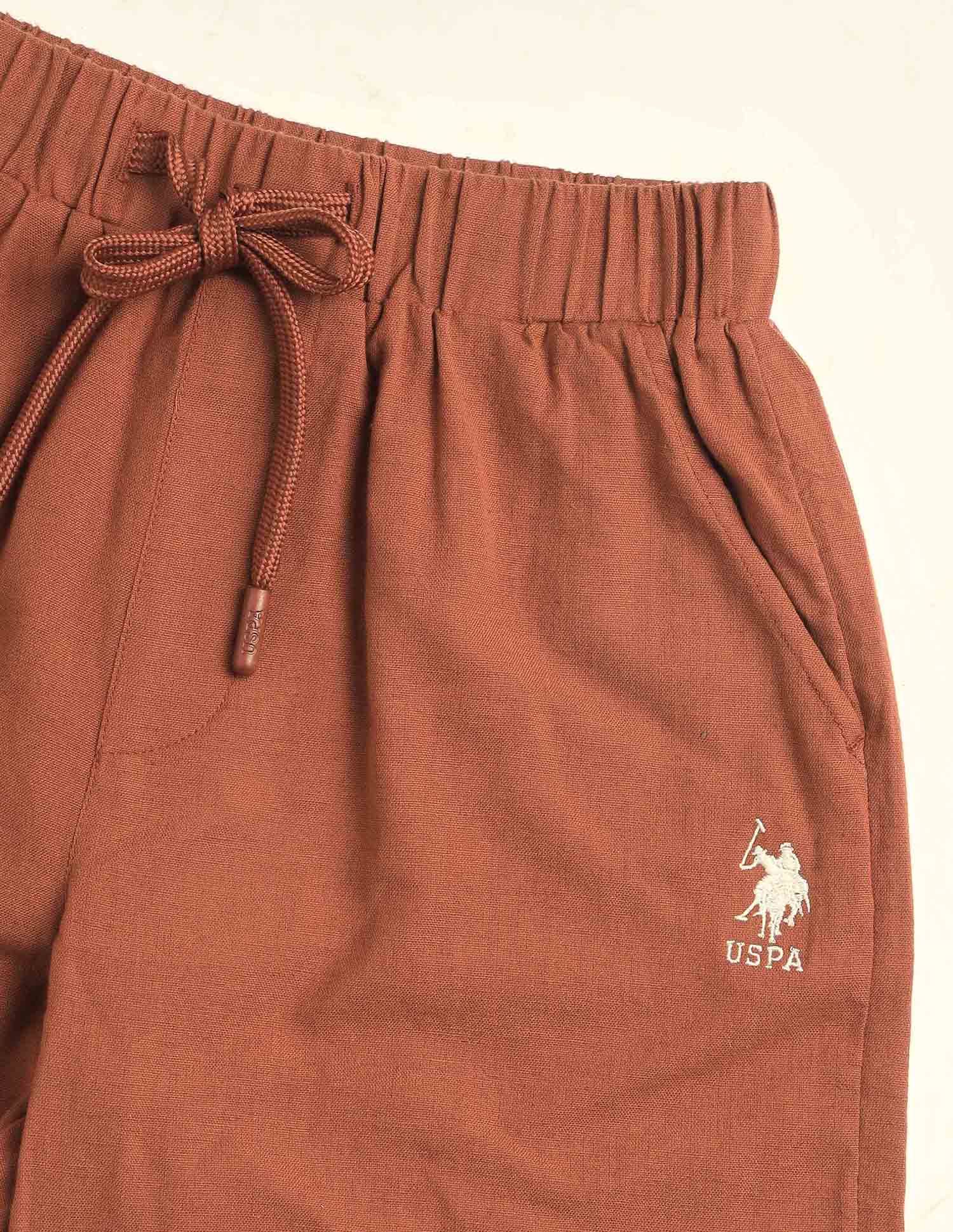 Embroidered Relaxed Fit Shorts Rust - U.S. Polo Assn. India | Large