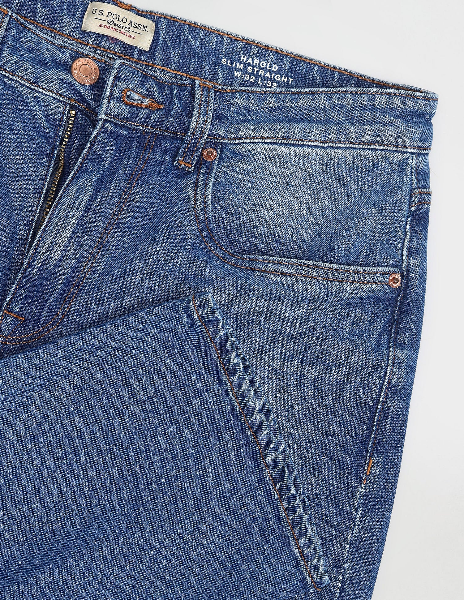 Harold Slim Straight Blue Jeans Blue - U.S. POLO ASSN. | Large