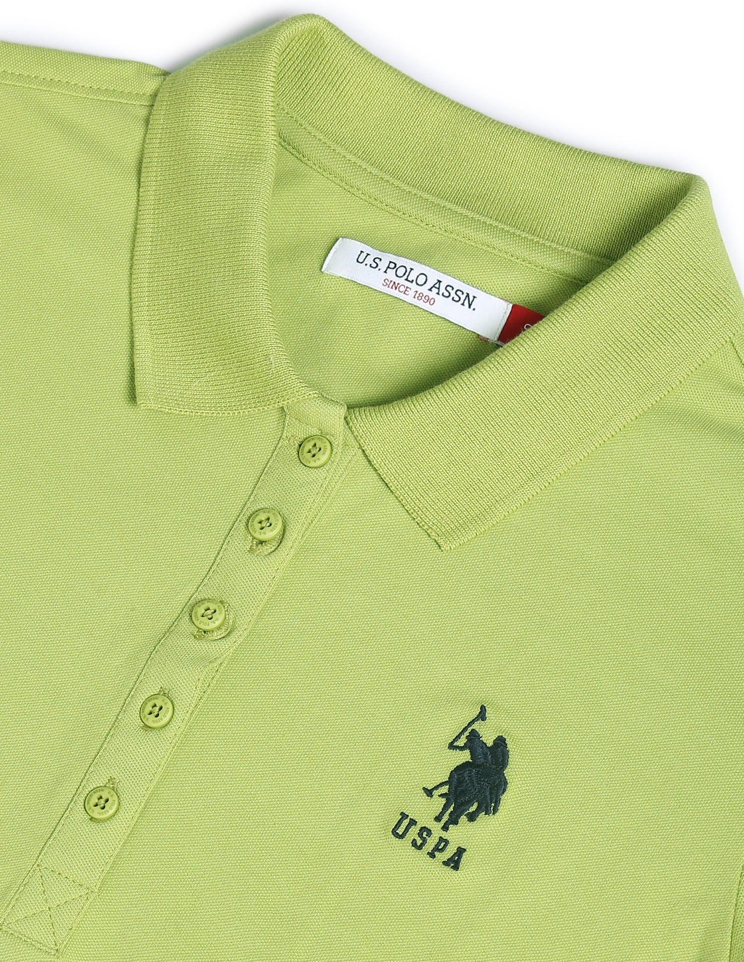 Solid Pique Polo Shirt Light Green - U.S. Polo Assn. India | Large