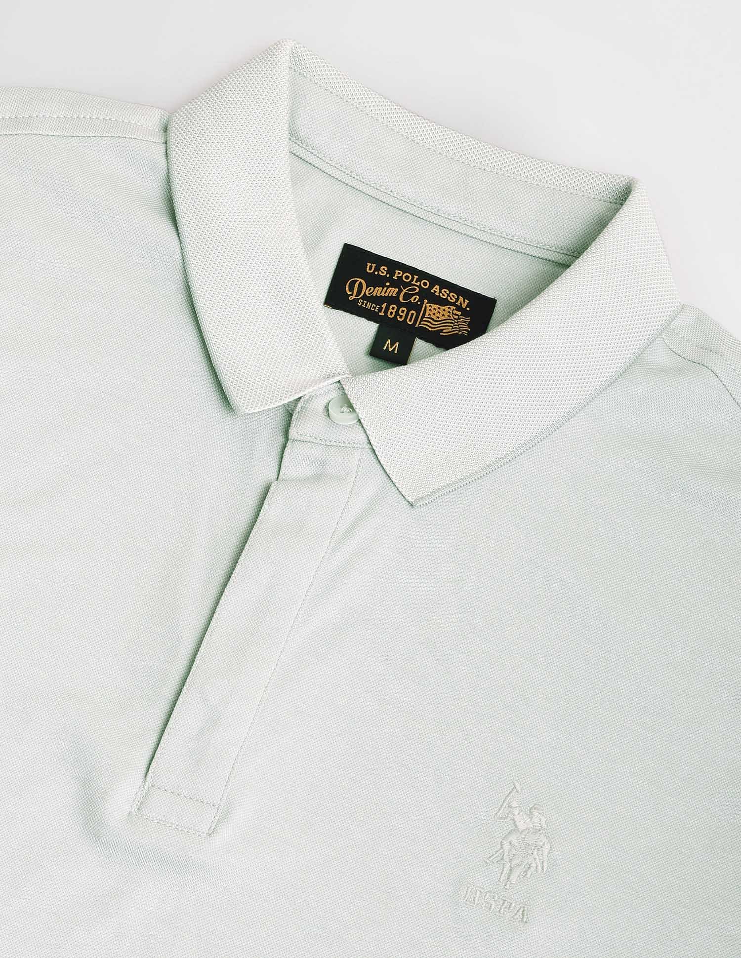Ribbed Collar Solid Polo Shirt Grey - U.S. Polo Assn. India | Large