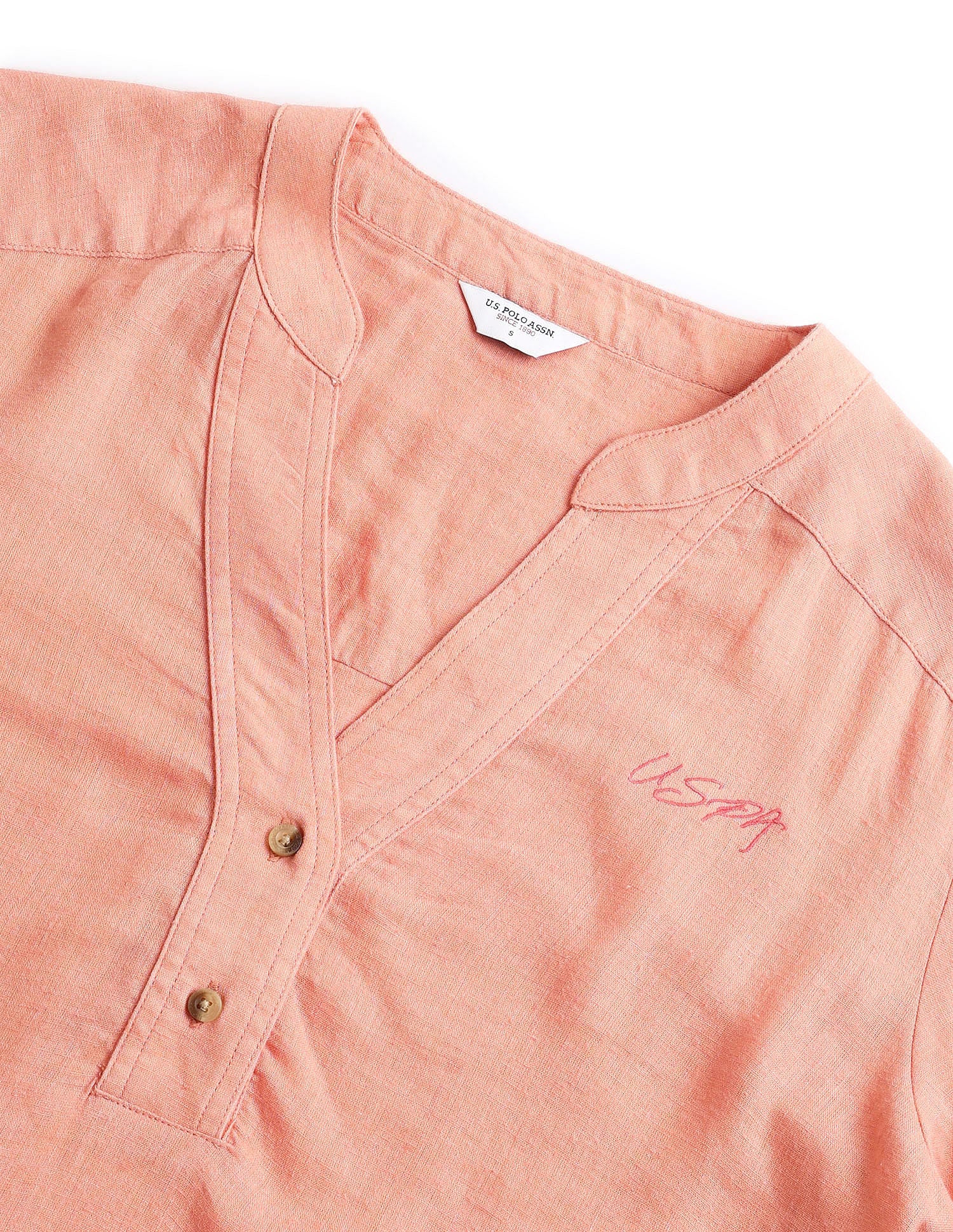 Solid Linen Tunic Top Peach - U.S. Polo Assn. India | Large