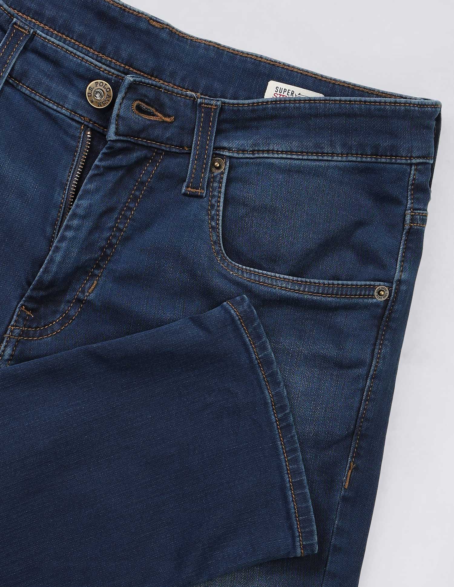 Brandon Slim Tapered Fit Blue Super Stretch Jeans Dark Wash - U.S. Polo Assn. India | Large