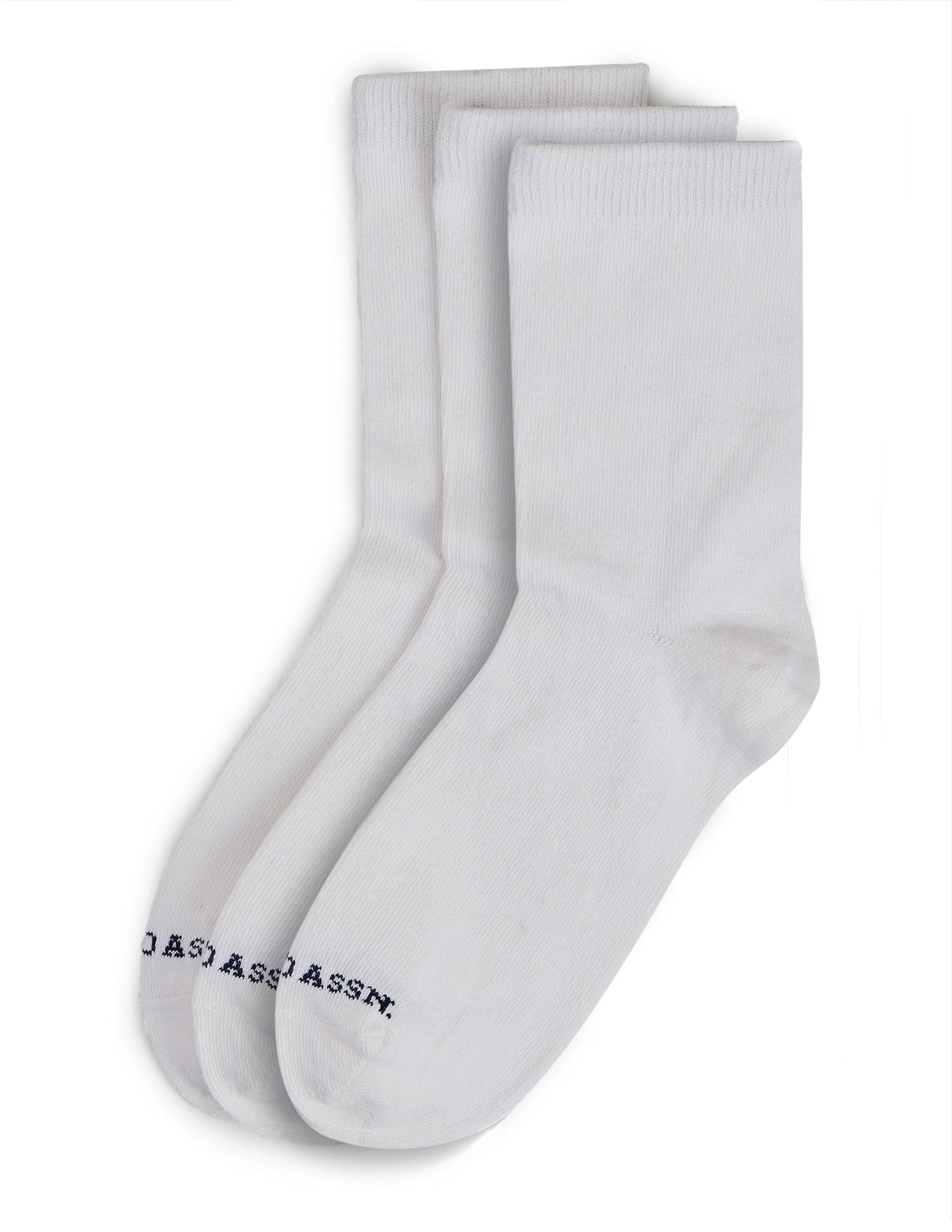 Boys Mid-Calf Length KS001 Socks - Pack Of 3 White - U.S. POLO ASSN. | Large