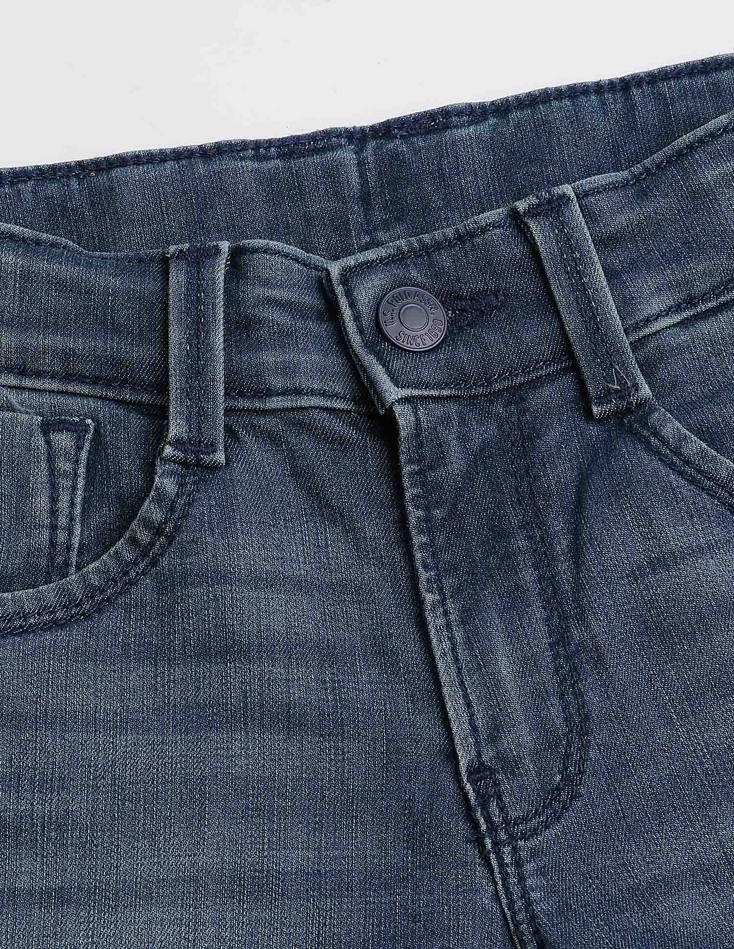 Boys Relaxed Fit Whsikered Jeans Mid Blue - U.S. Polo Assn. India | Large