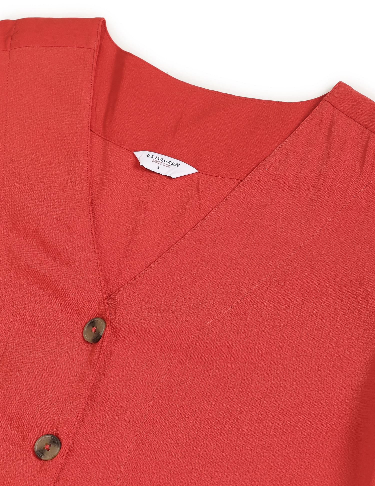 Red Solid Belted Shirt Dress – U.S. Polo Assn. India