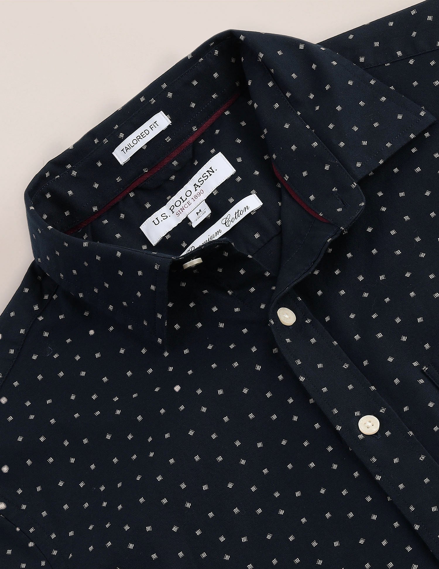 Tailored Fit Dobby Shirt Navy - U.S. Polo Assn. India | Large