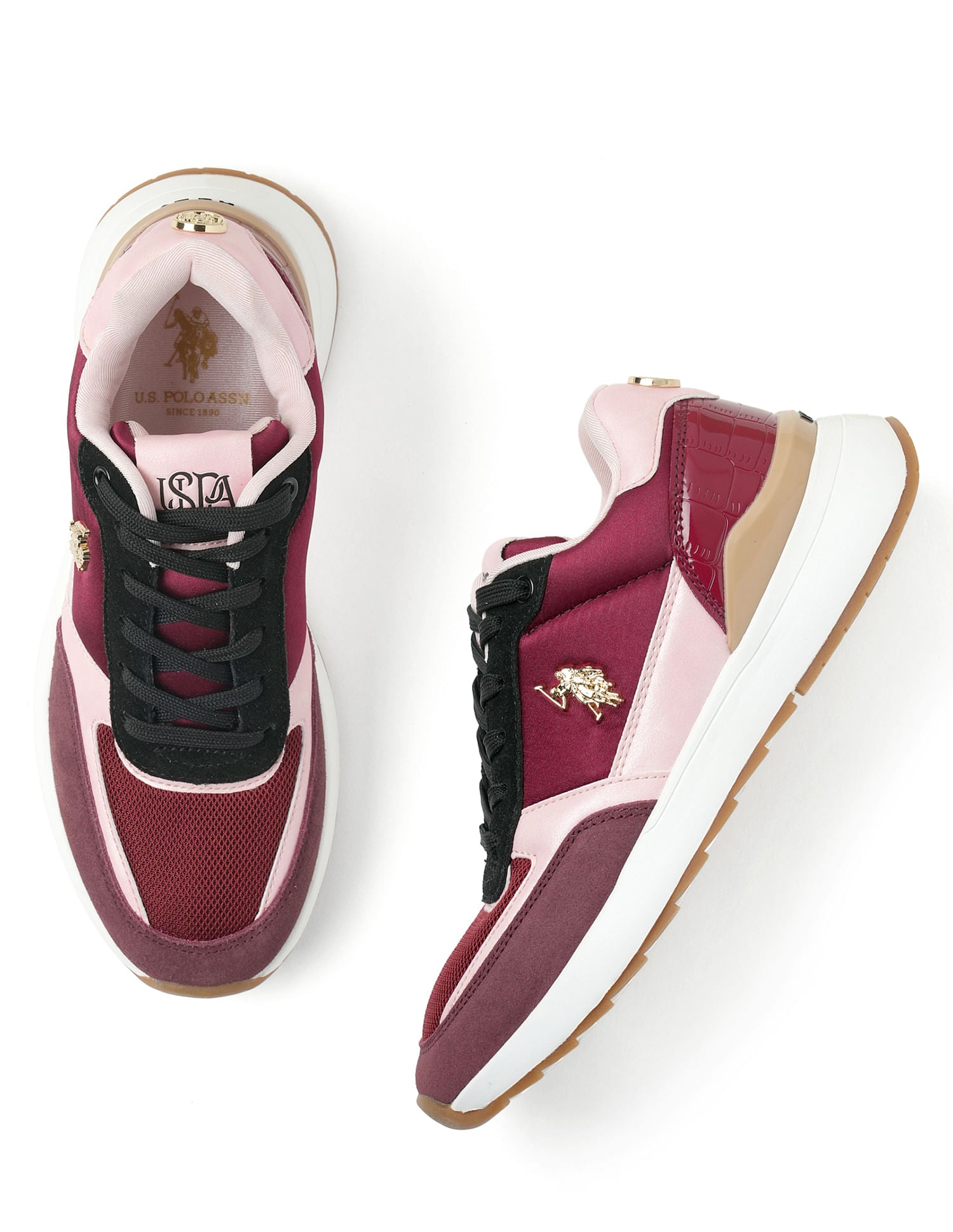 Women Colour Block Carrie Sneakers Maroon - U.S. Polo Assn. India | Large