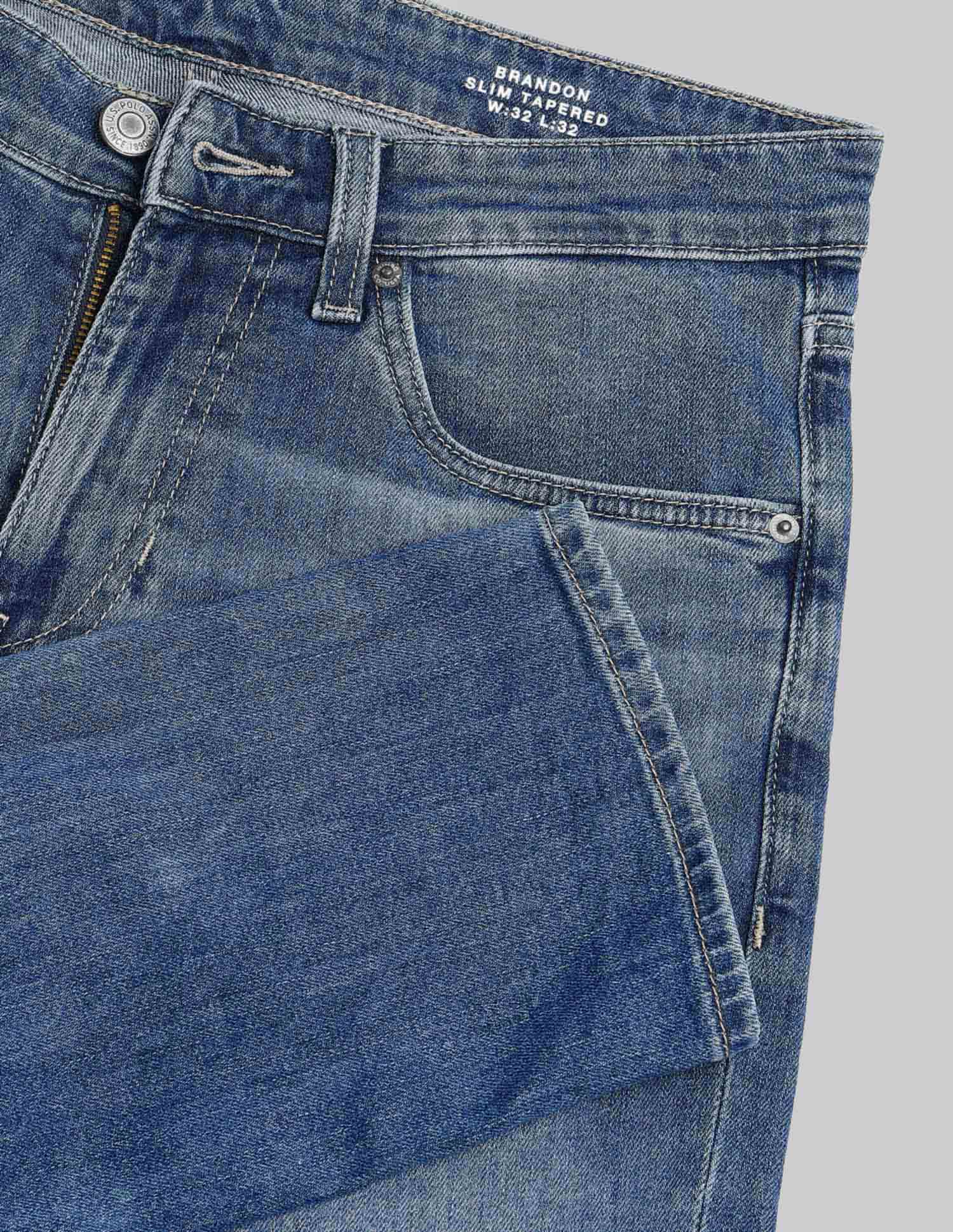 Brandon Slim Tapered Fit Blue Jeans Blue - U.S. POLO ASSN. | Large