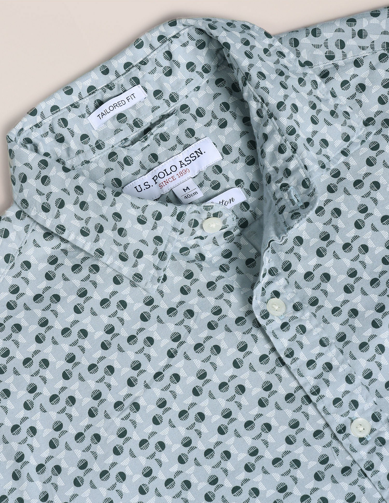 Pure Cotton Geometric Print Shirt Grey - U.S. POLO ASSN. | Large
