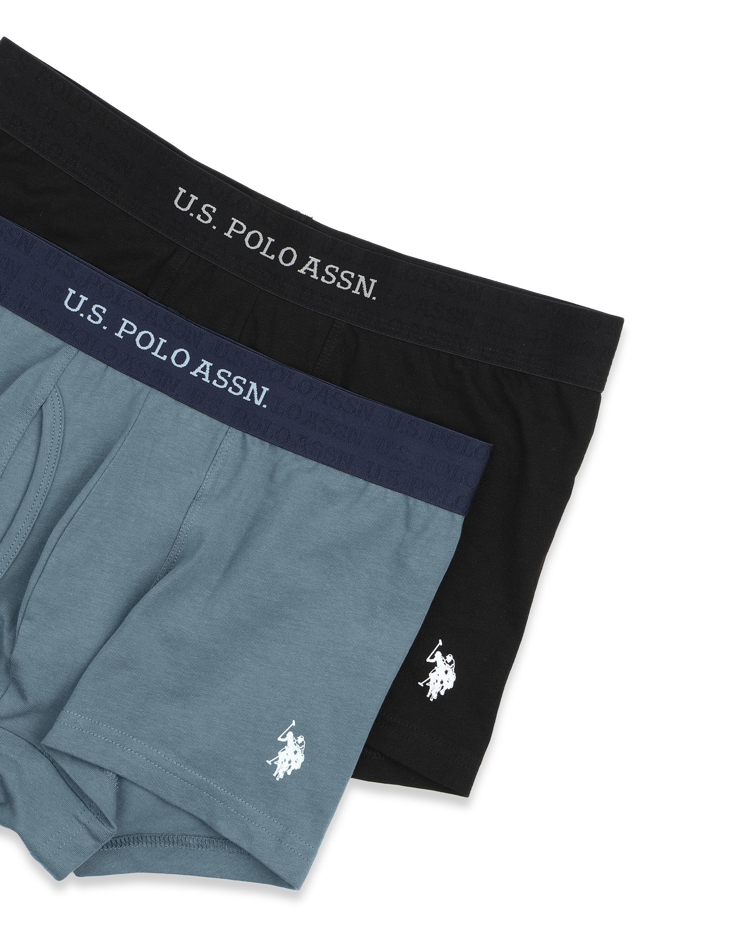 Cotton Stretch Antimicrobial OET21 Trunk - Pack Of 2 Black/Stromy Weather - U.S. Polo Assn. India | Large