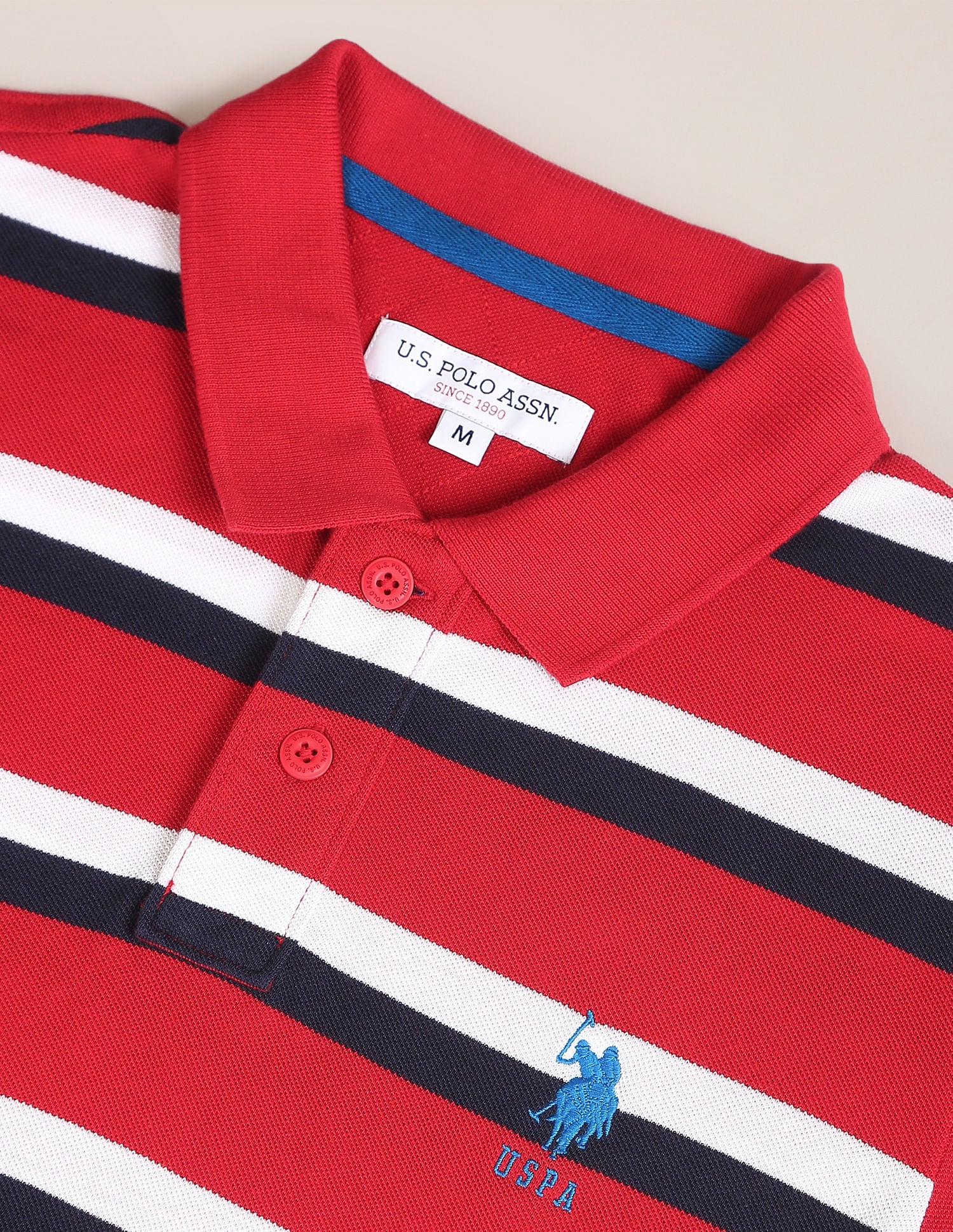 Horizontal Stripe Cotton Polo Shirt Red - U.S. Polo Assn. India | Large