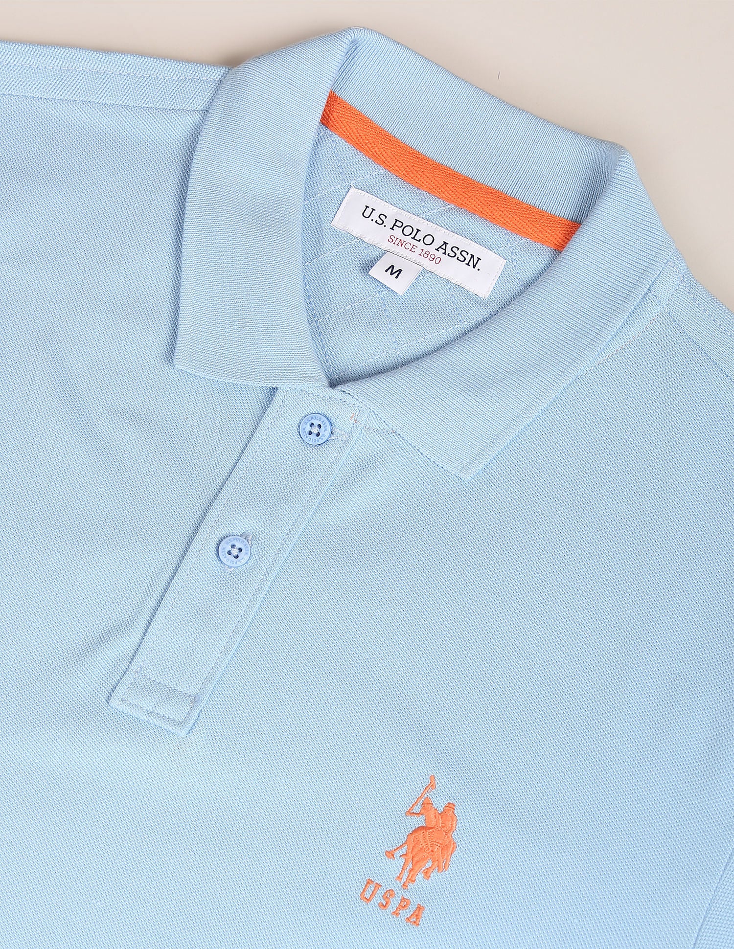 Solid Slim Fit Polo Shirt Light Blue - U.S. Polo Assn. India | Large