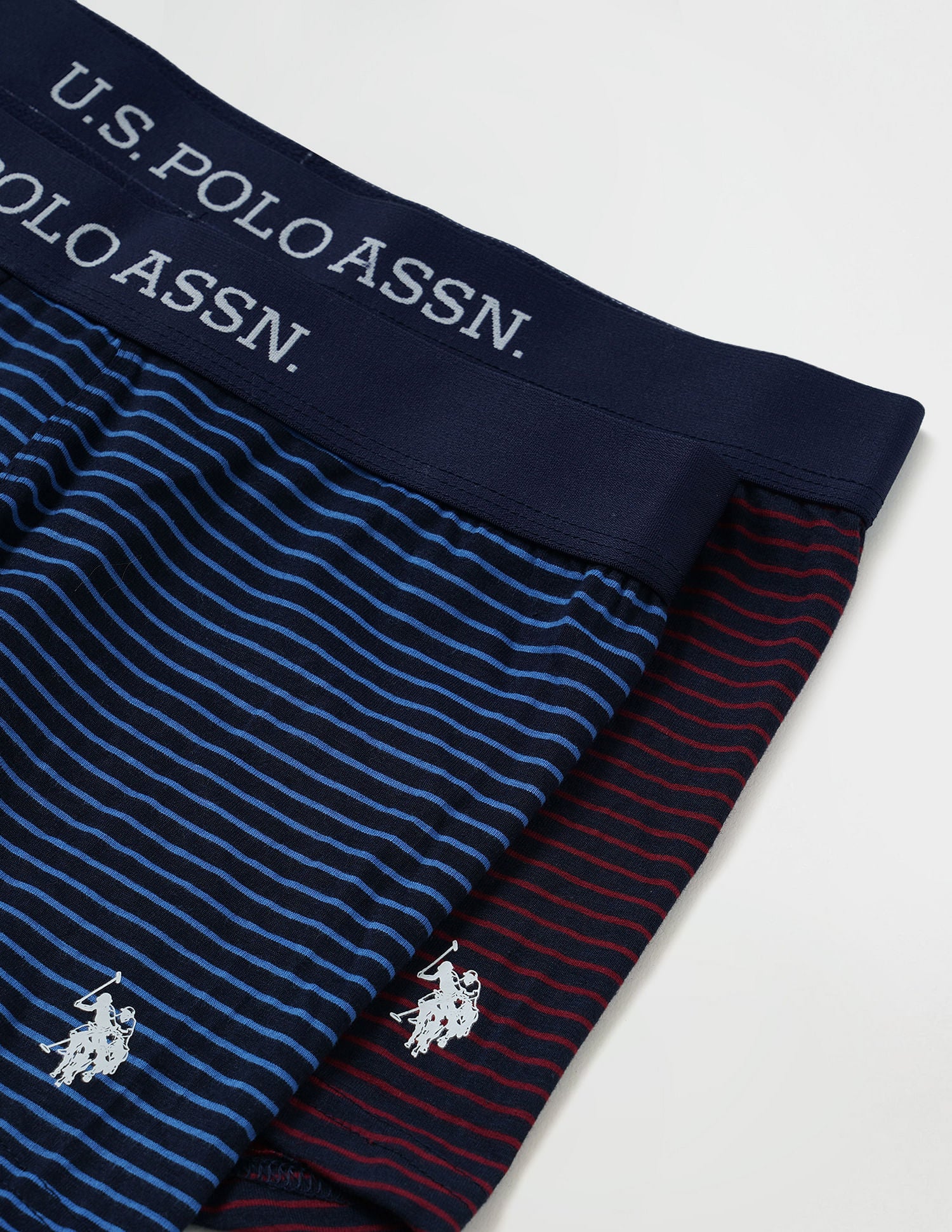 Horizontal Striped ET005 Trunks - Pack Of 2 Red and Navy - U.S. Polo Assn. India | Large
