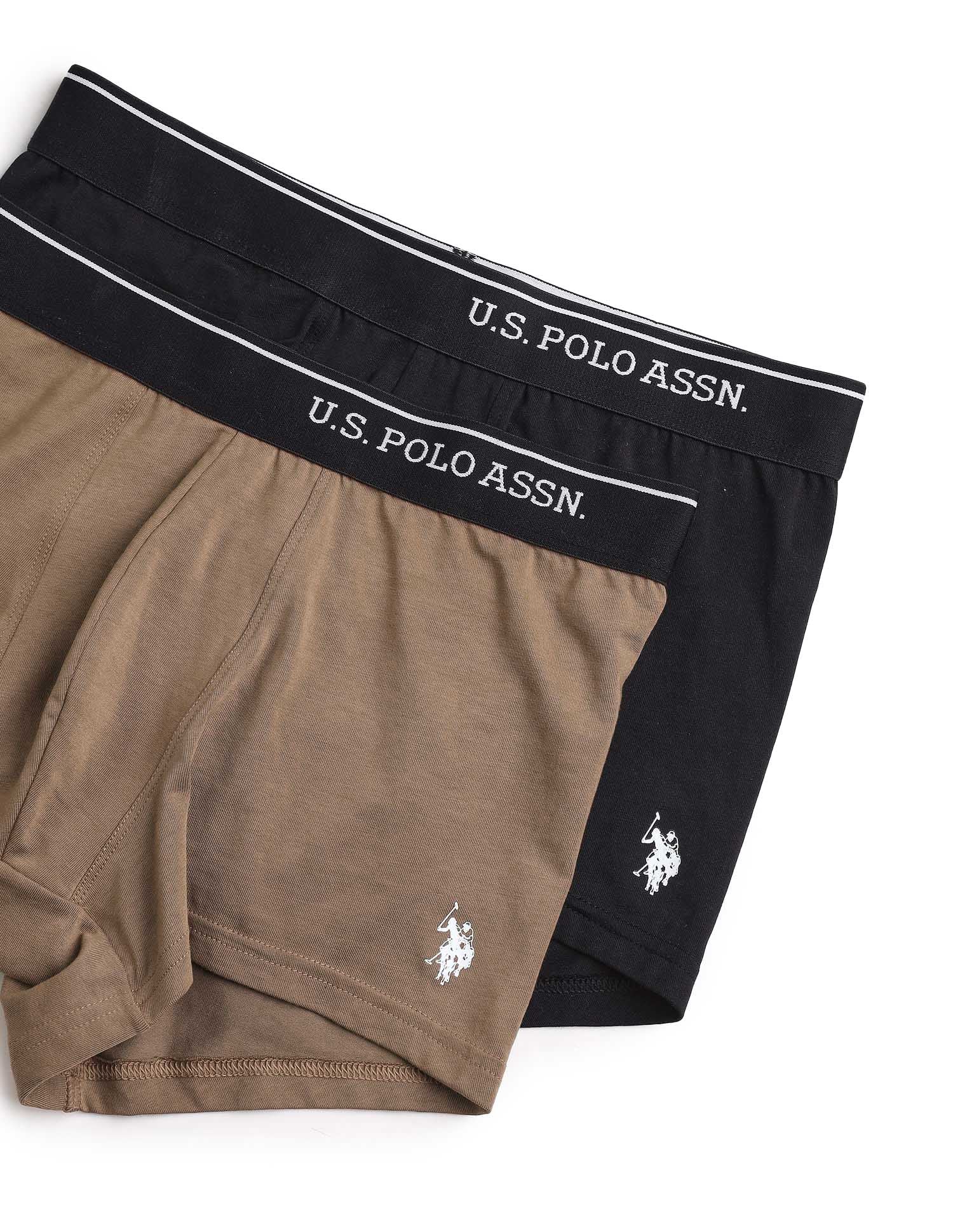 Cotton Stretch Breathable OET18 Trunks - Pack Of 2 Uspa Black and Cocoa Cream - U.S. POLO ASSN. | Large