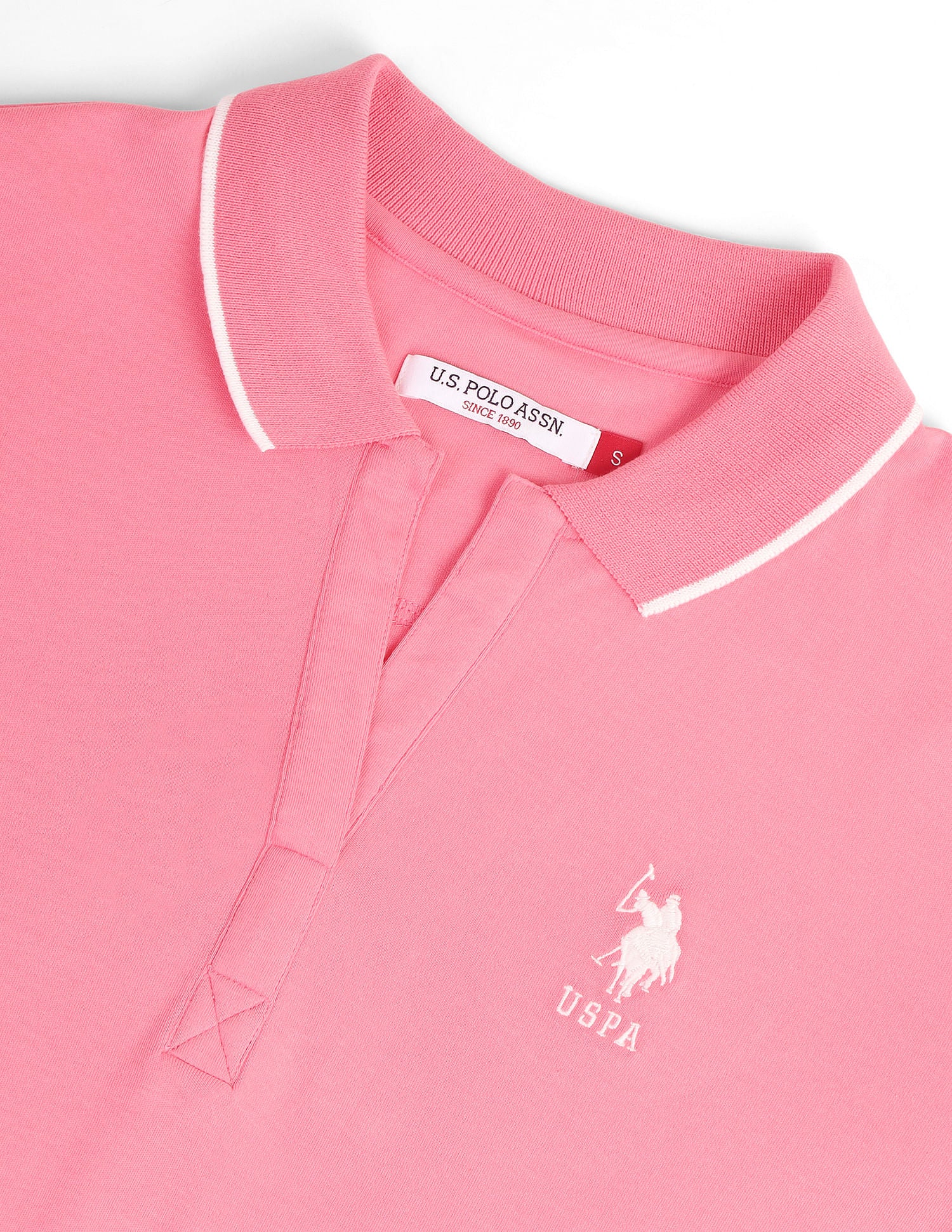 Tipped Collar Solid Polo Shirt Pink - U.S. POLO ASSN. | Large