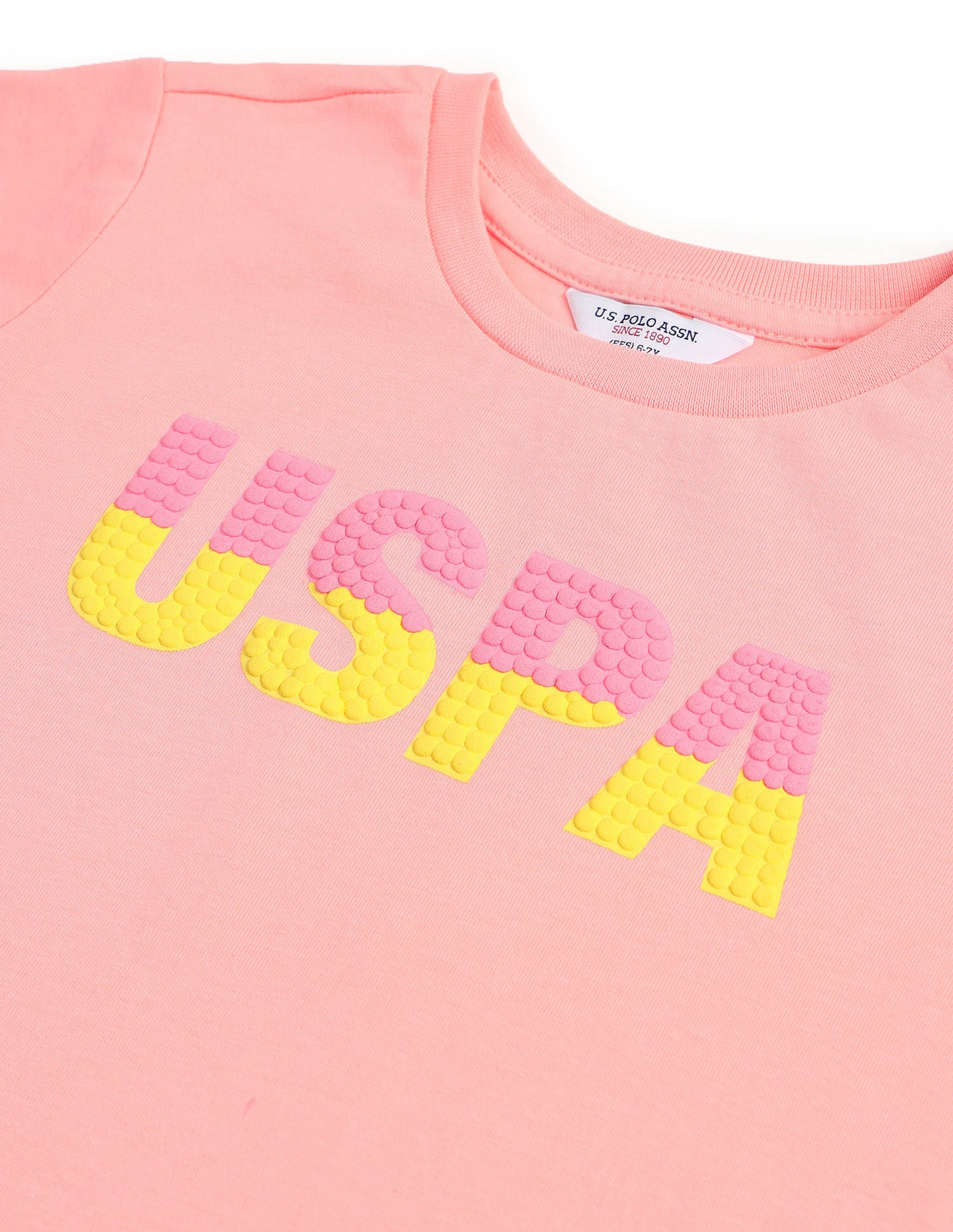 Girls Embellished Cotton T-Shirt Pink - U.S. POLO ASSN. | Large