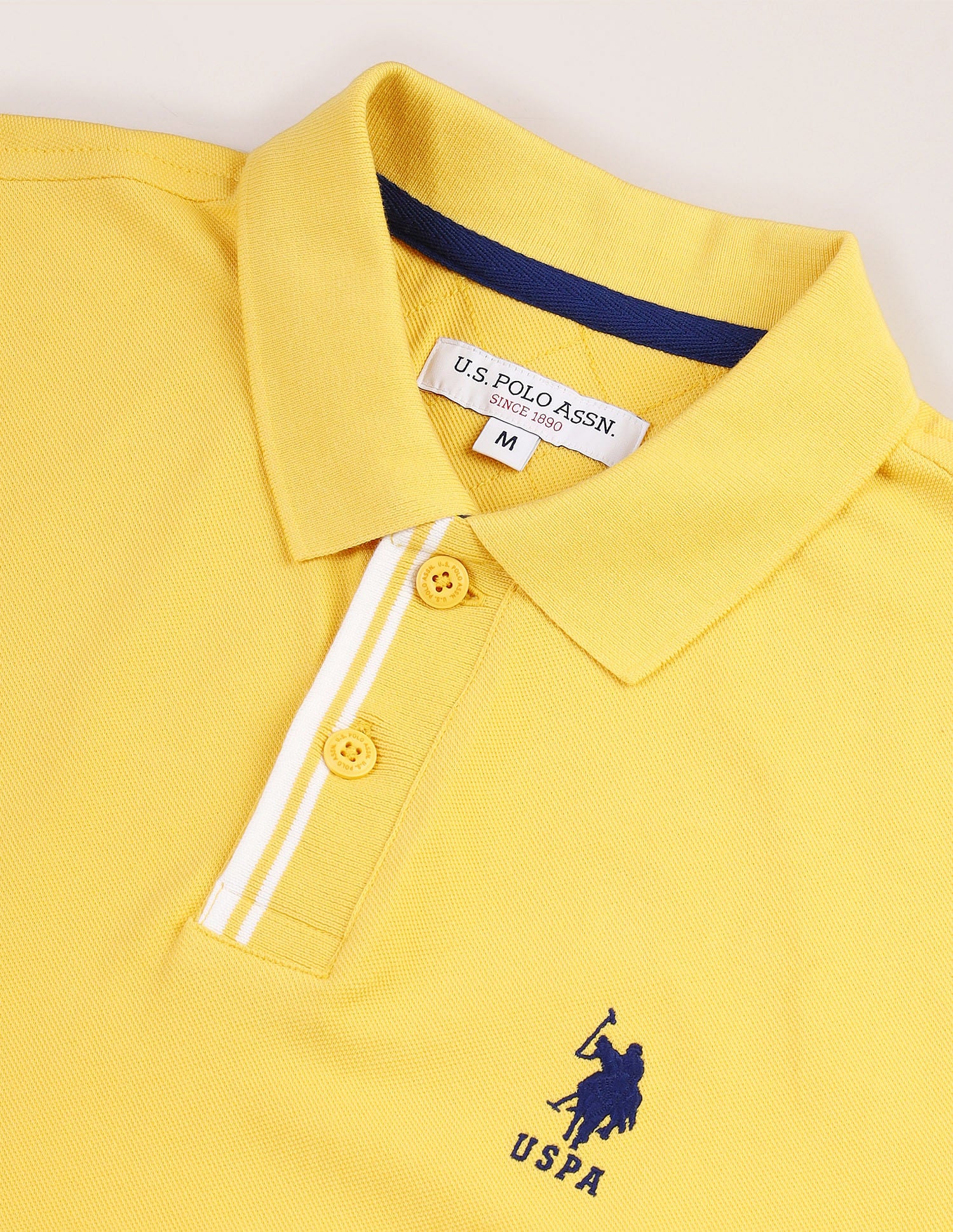 Tipped Placket Slim Polo Shirt Yellow - U.S. Polo Assn. India | Large