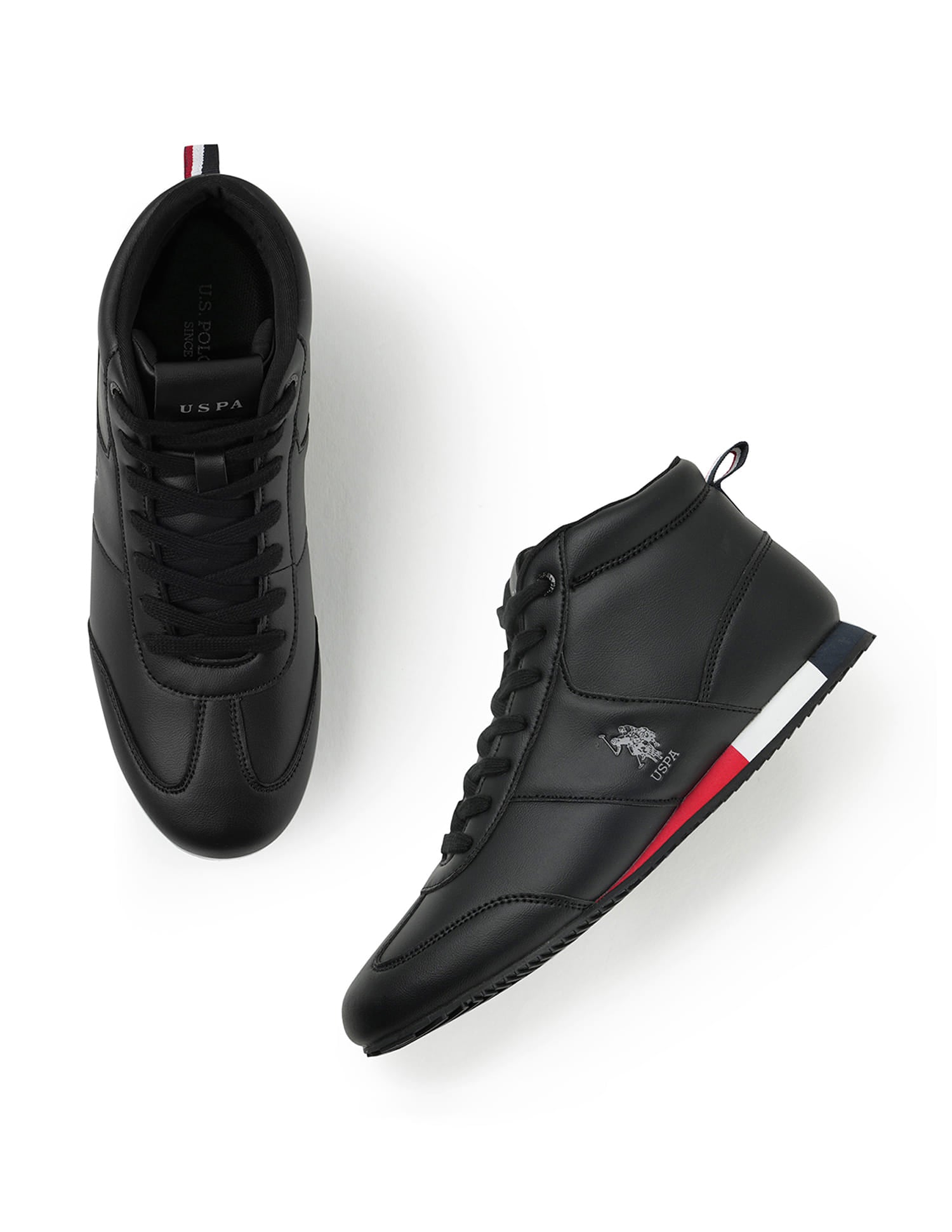 Men Rentso Black Retro Mid Top  Sneakers Black - U.S. Polo Assn. India | Large
