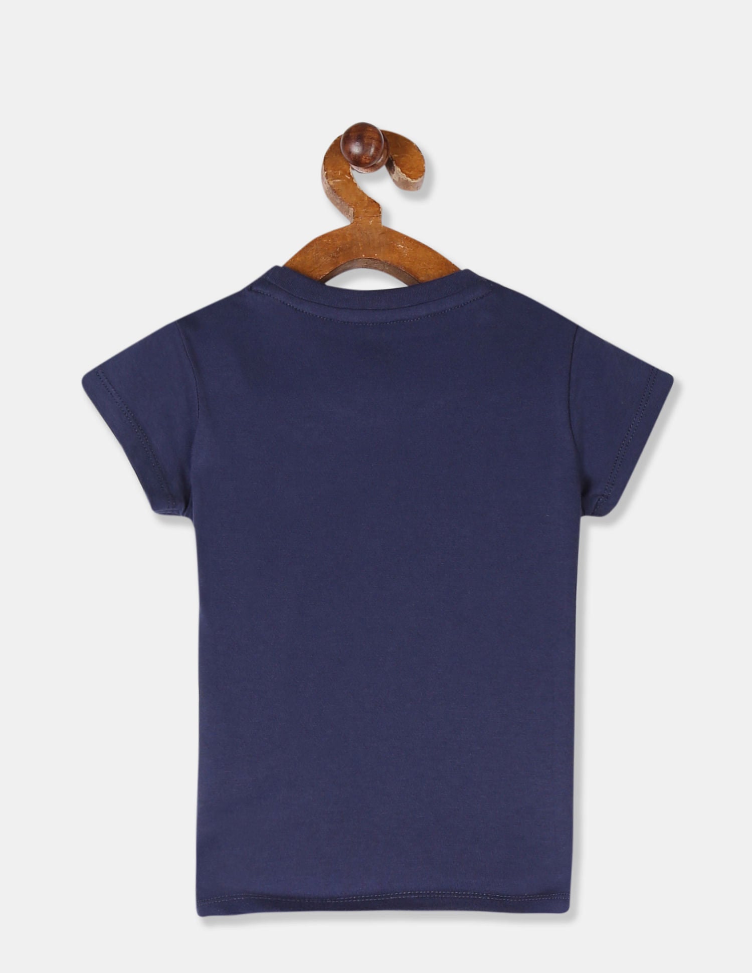 Girls Blue Glittery Print Crew Neck T-Shirt Navy - U.S. POLO ASSN. | Large