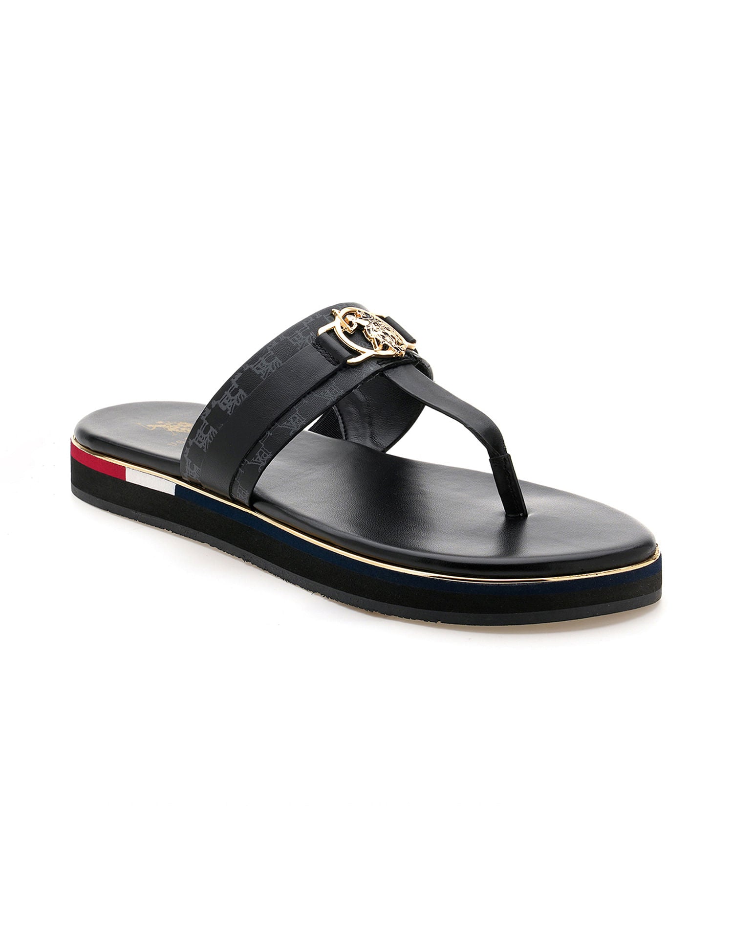Women Abigail Flat Sandals Black - U.S. POLO ASSN. | Large